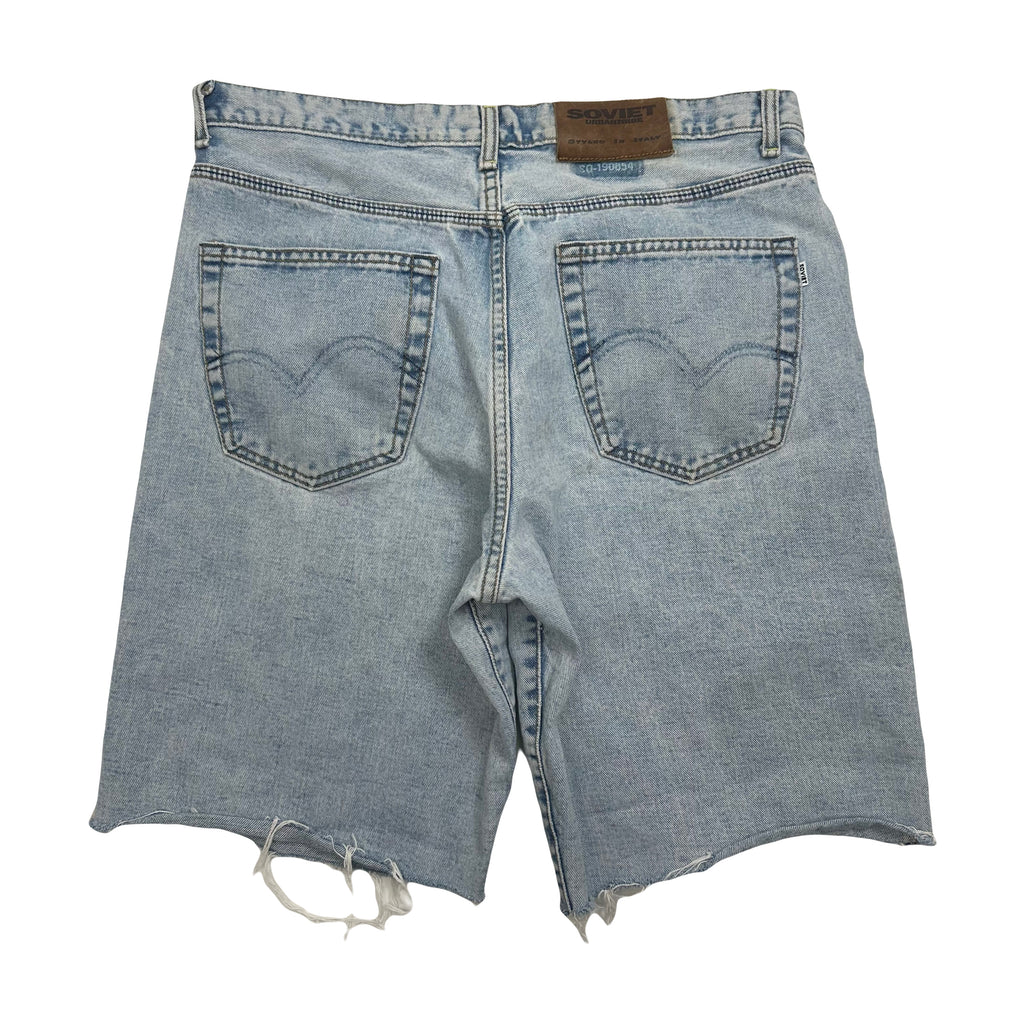 Vintage Soviet Light Wash Chopped Denim Shorts 34