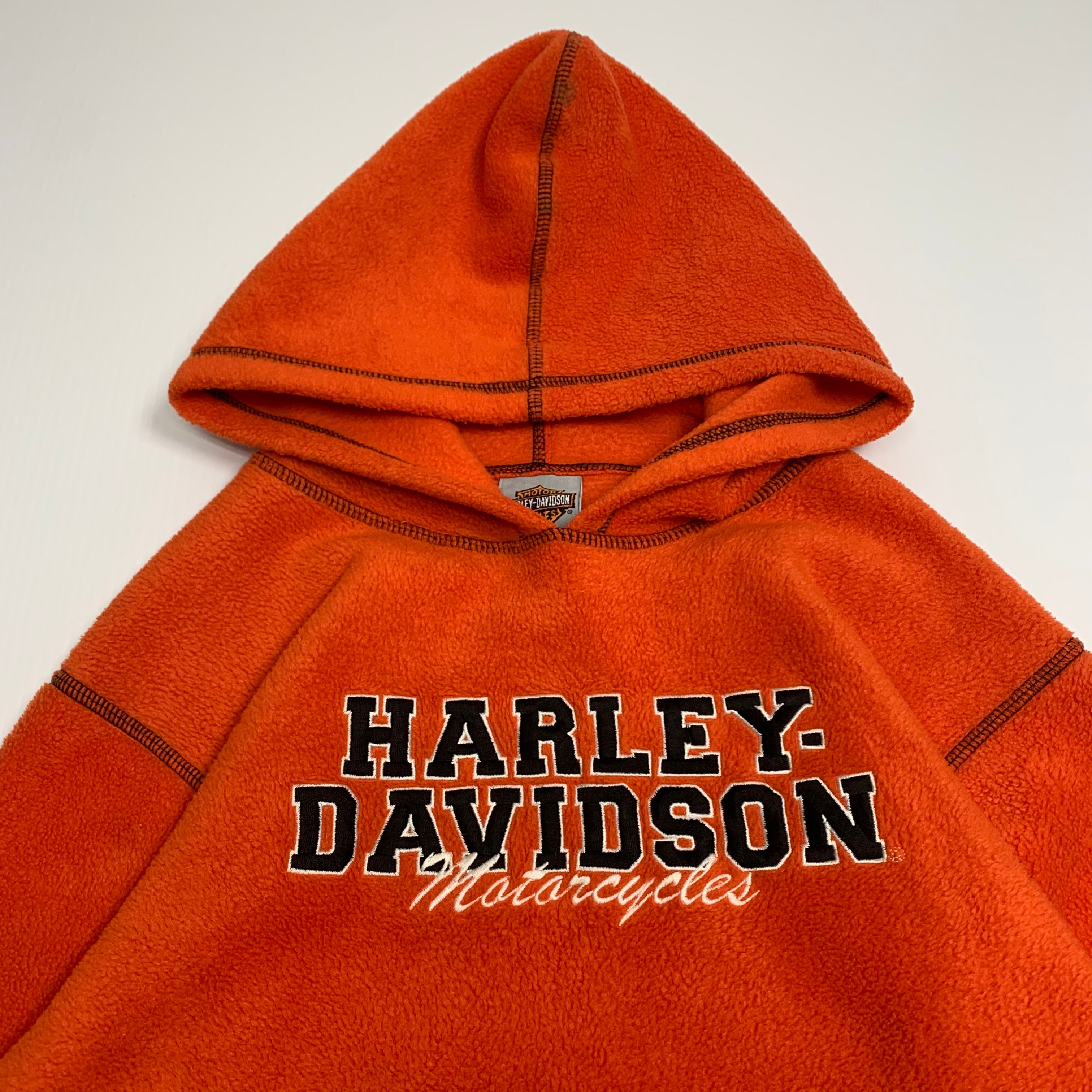 Harley Davidson Orange Fleece Hoodie L