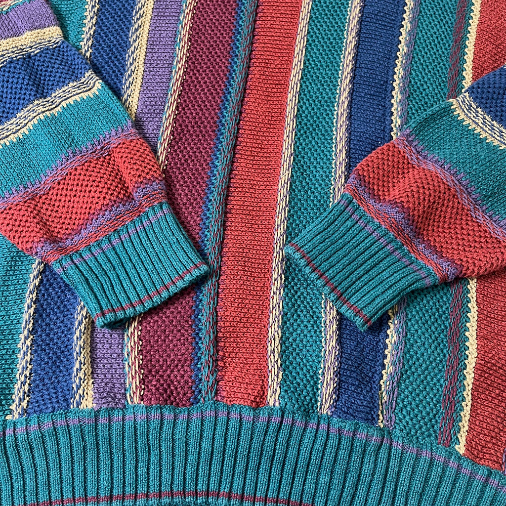 Vintage Cotton Traders Striped 3D Knit Sweater L