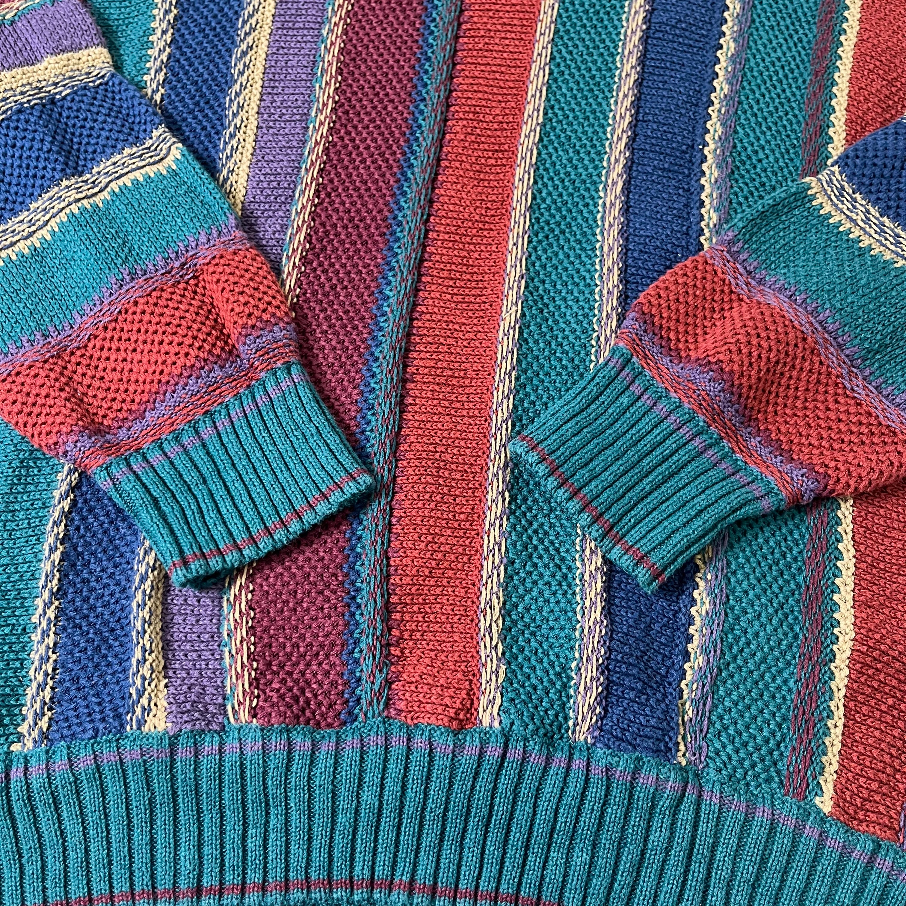 Vintage Cotton Traders Striped 3D Knit Sweater L