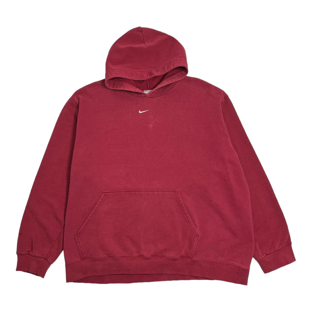 Y2K Nike Maroon Centre Swoosh Hoodie 2XL