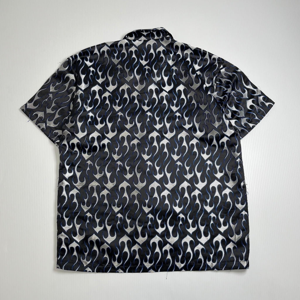 Vintage ODO Chrome Flames Short Sleeve Button Up M