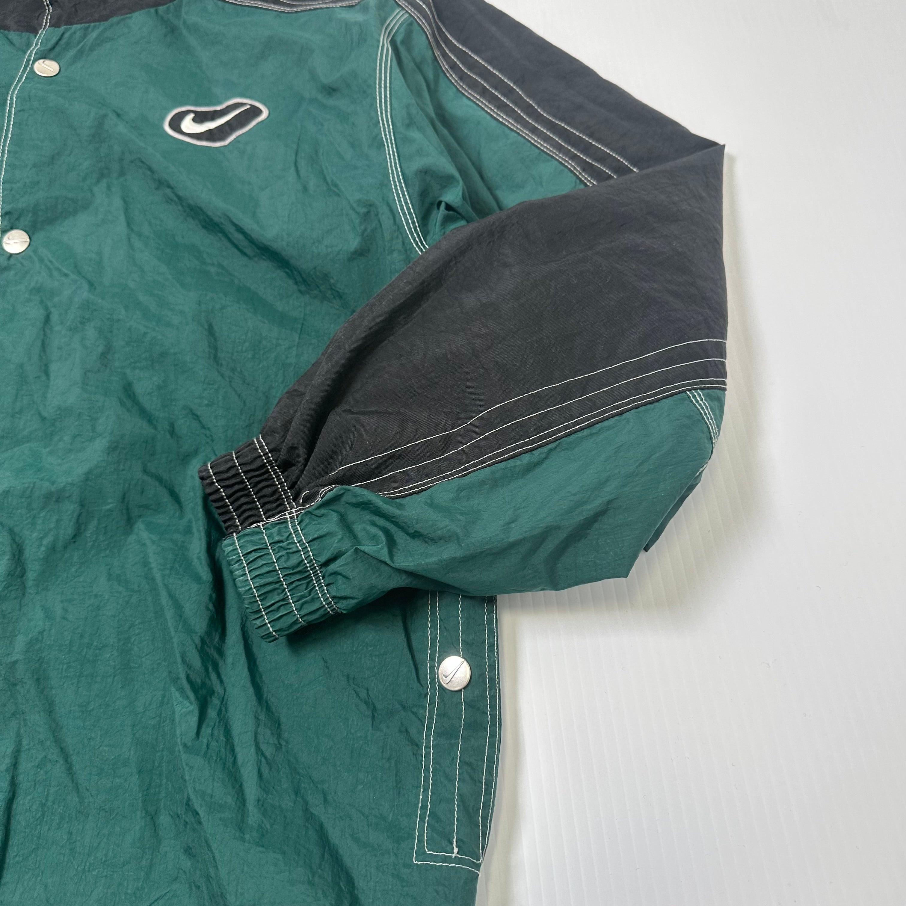 Vintage Nike Big Swoosh Button Up Windbreaker Jacket L