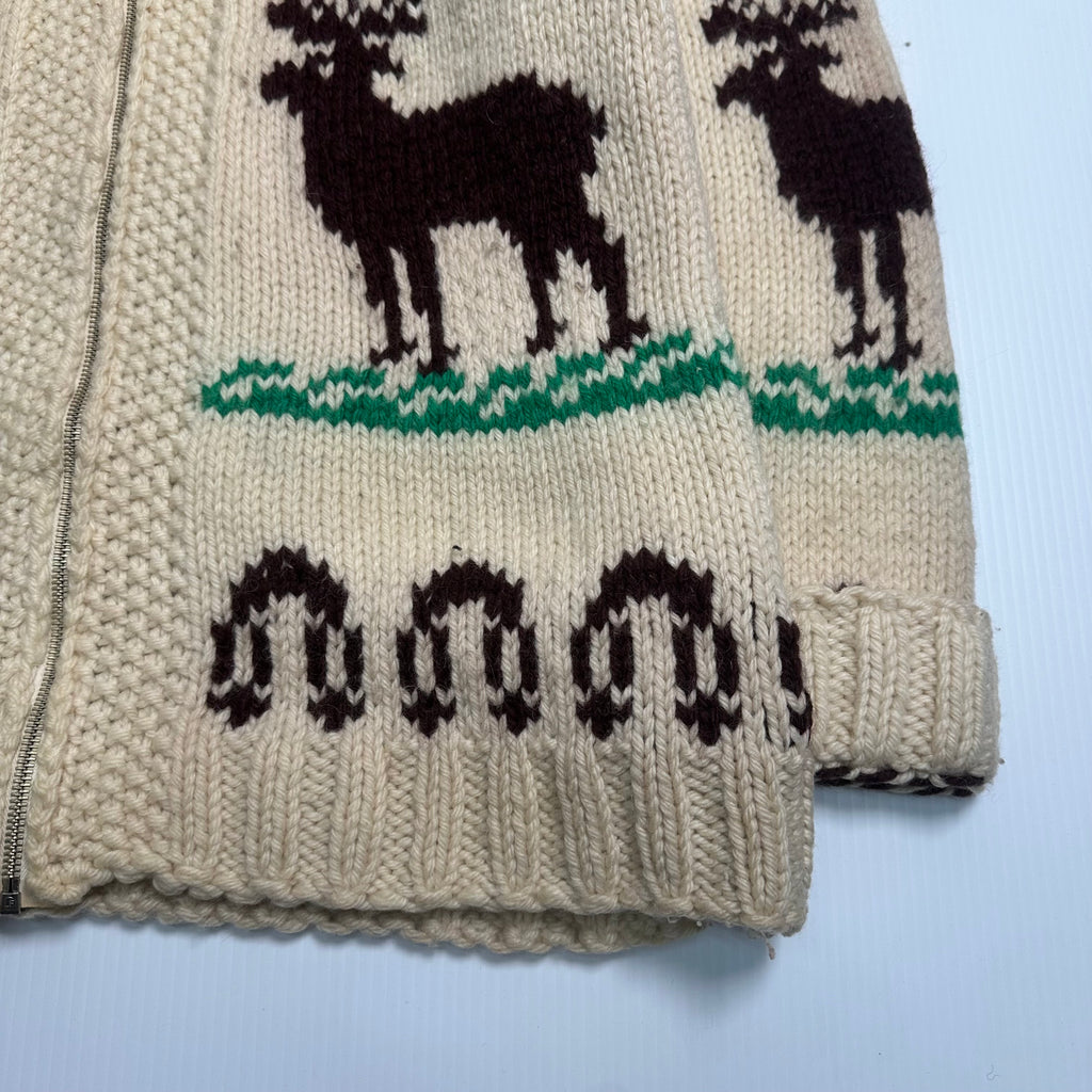 Vintage Cowichan Knit Elk Sweater XL