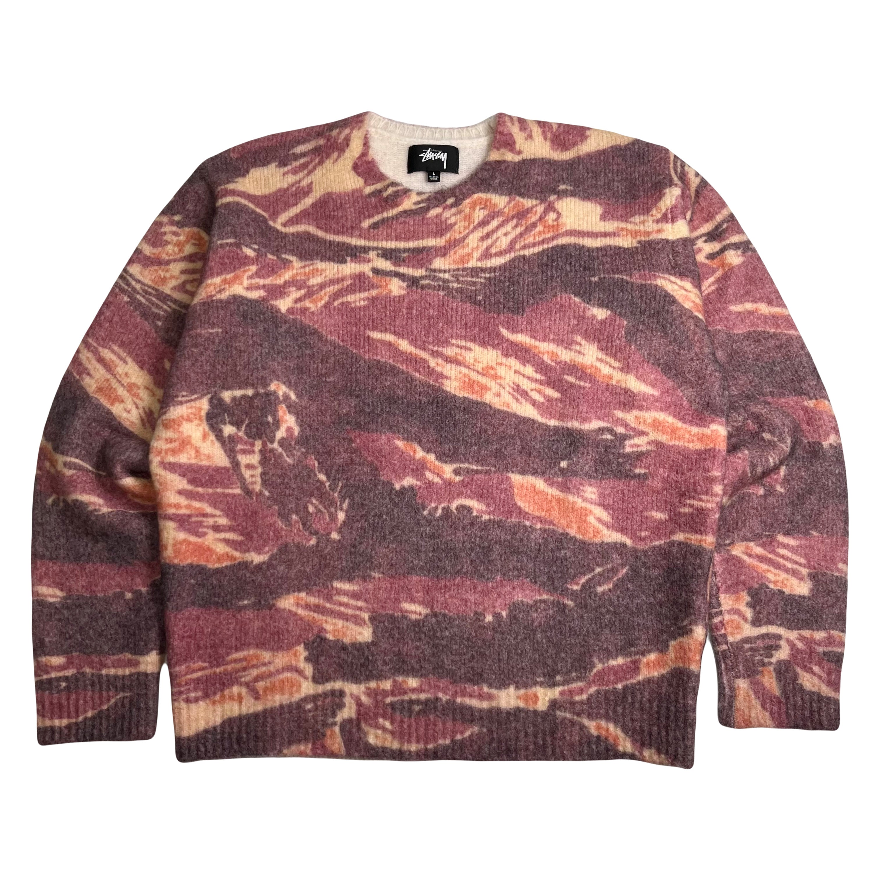 Stussy Tigris Pattern Mohair Blend Sweater L