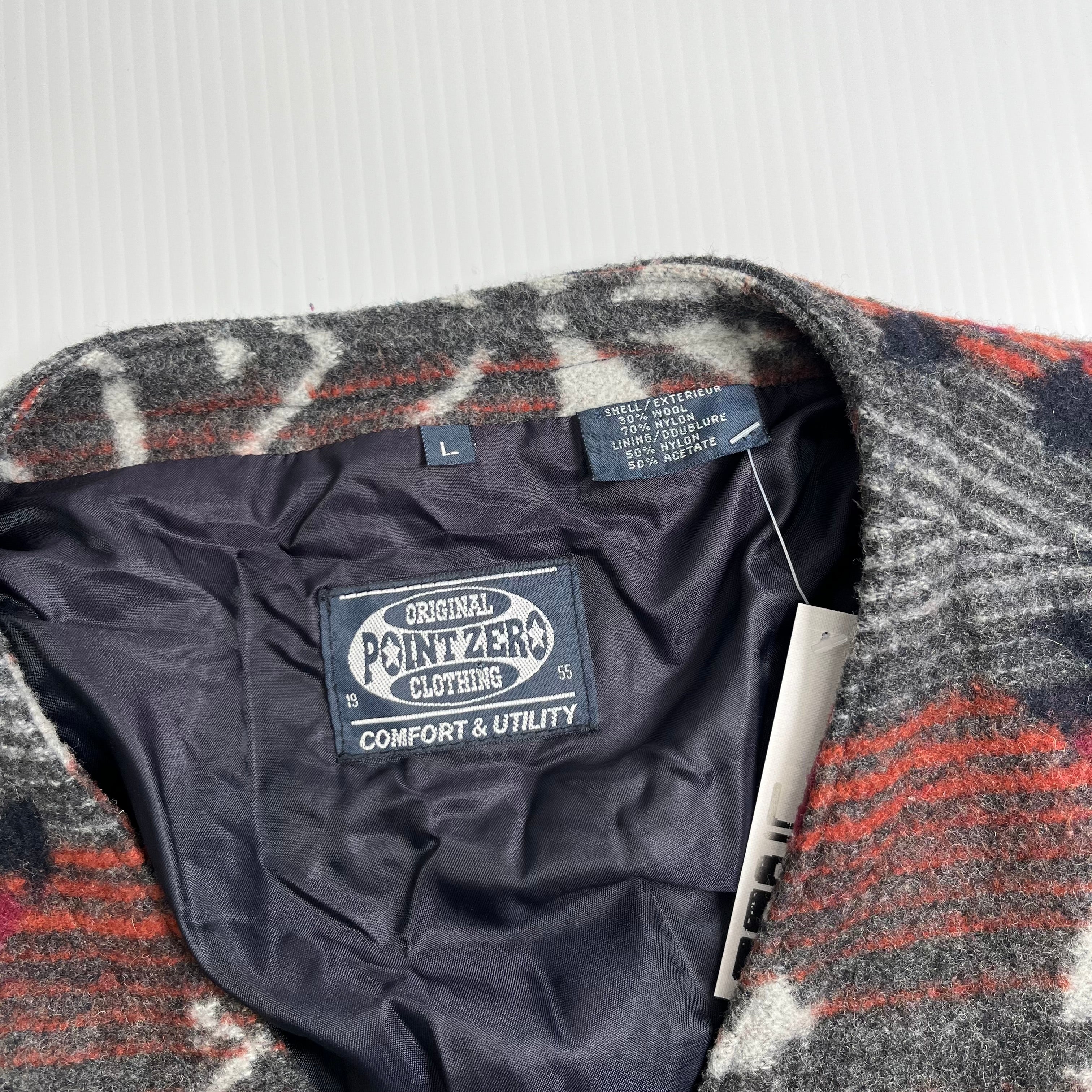 Vintage Point Zero Wool Blend Pattern Vest L