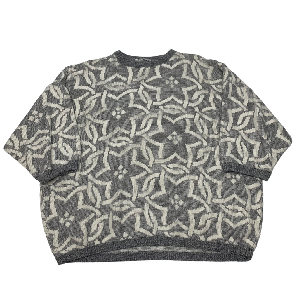 Grey Patterned Knit Sweater XL