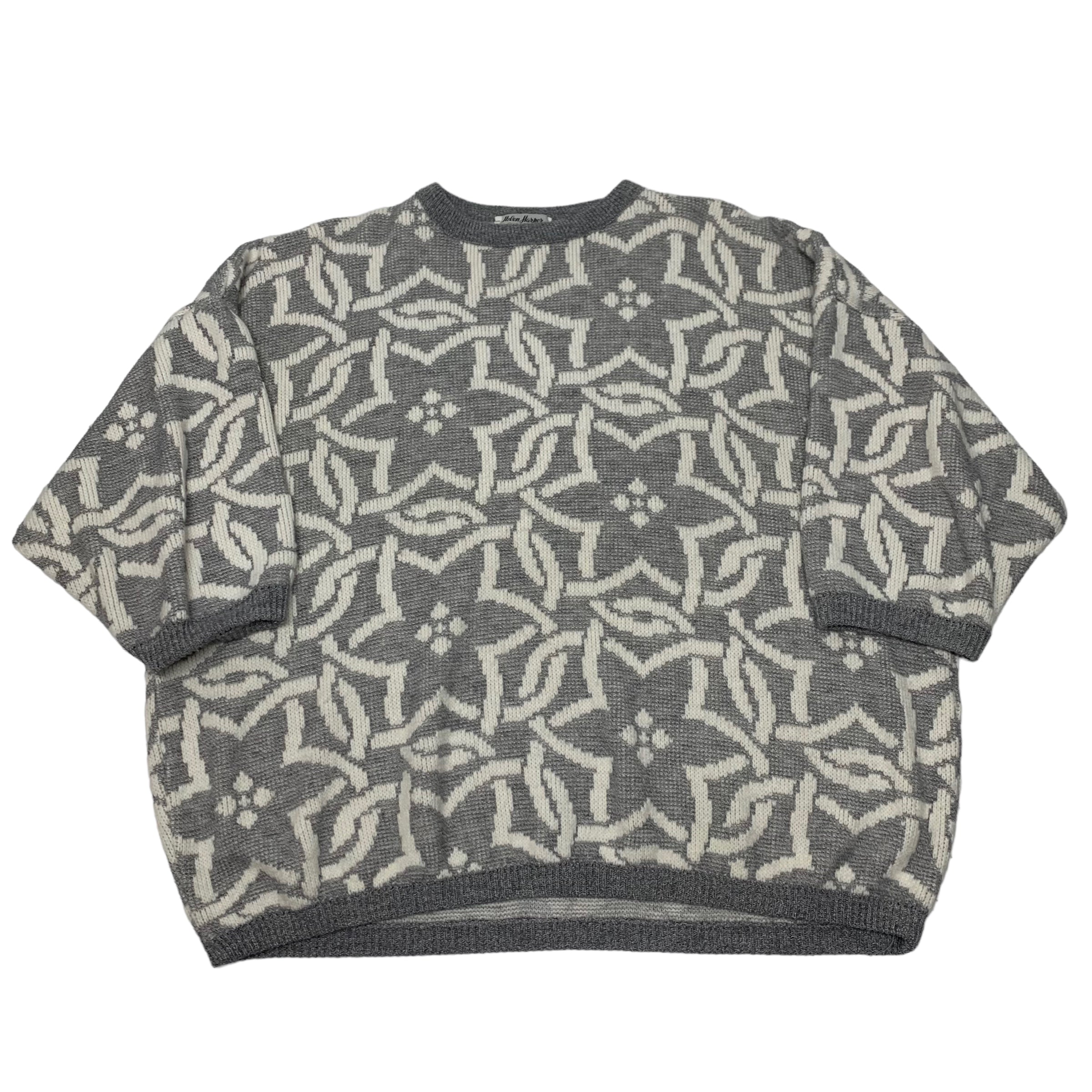 Grey Patterned Knit Sweater XL