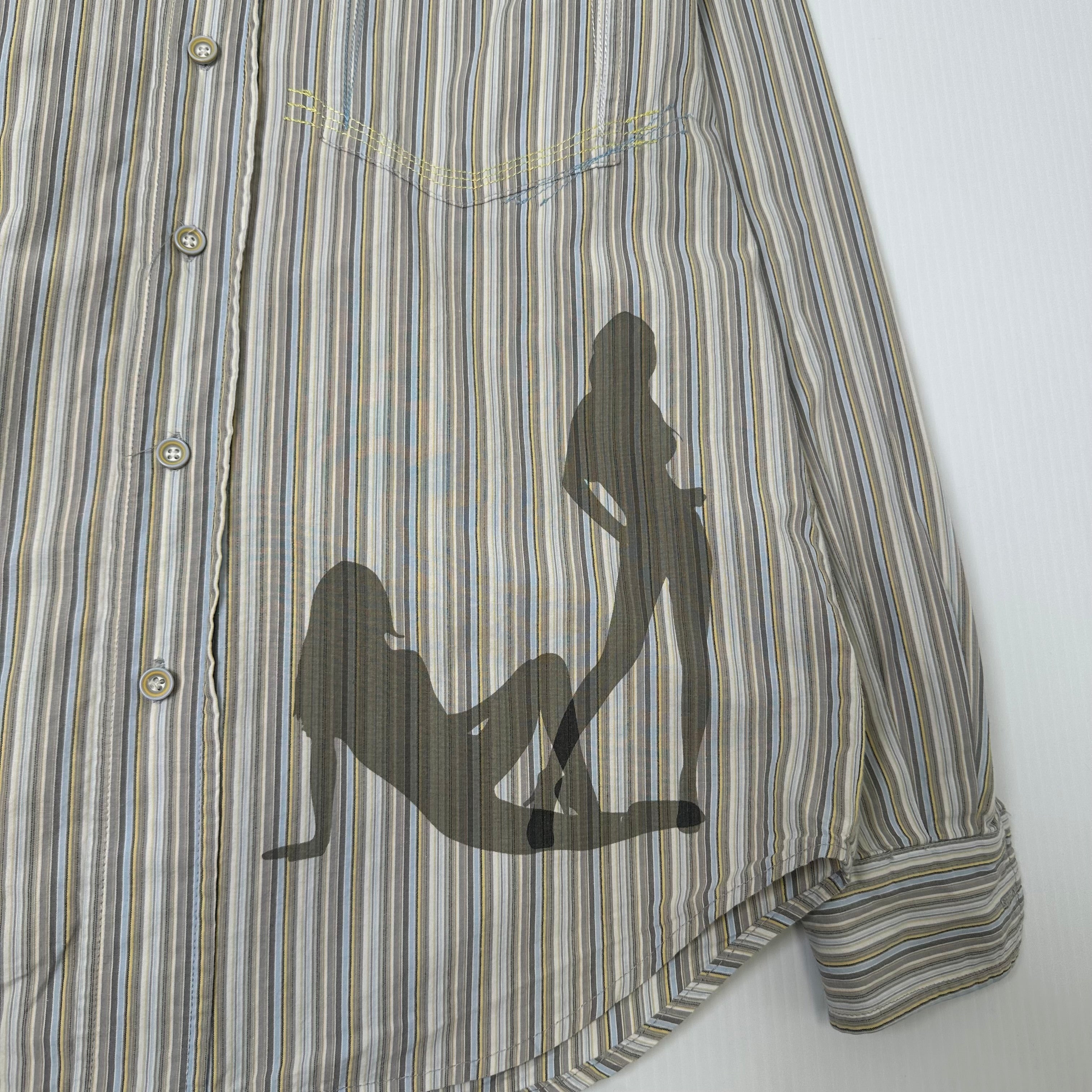 Y2K Ecko Unltd. Pinstripe Girls Button Up Shirt S