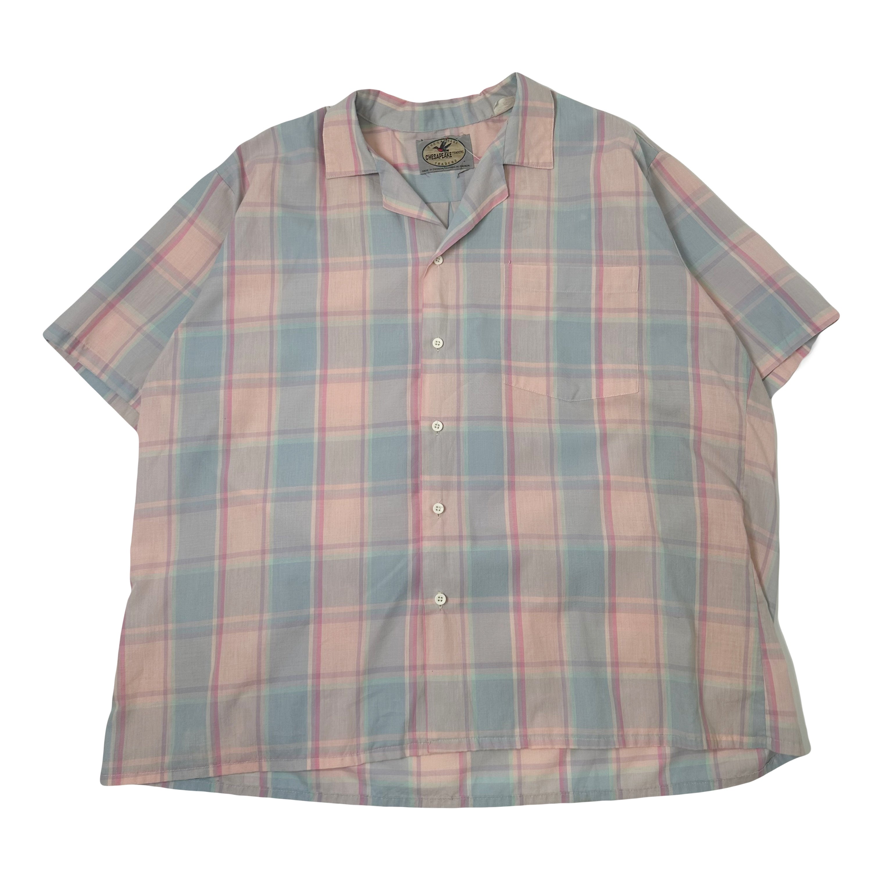 Vintage Chesapeake Pastel Plaid Short Sleeve Button Up XL