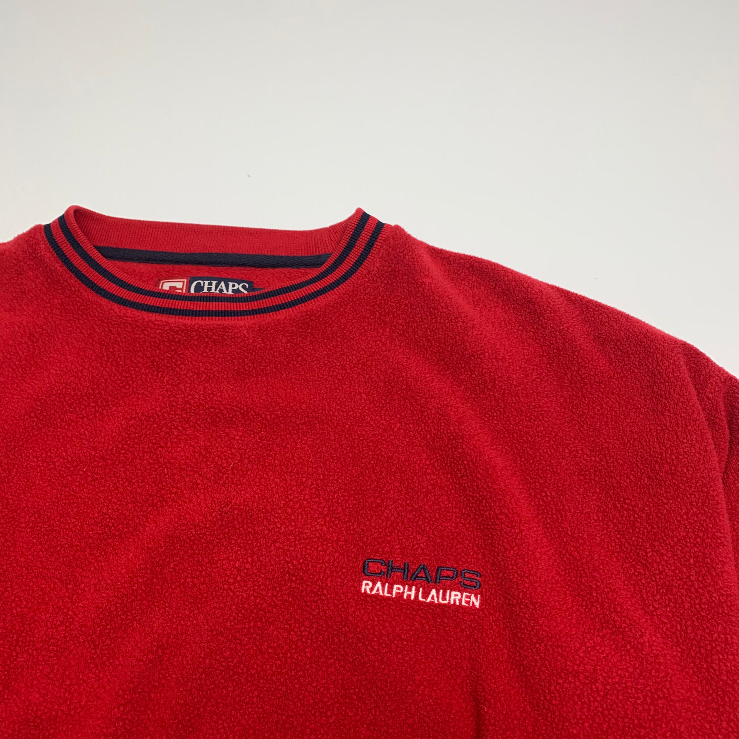 Y2K Chaps RL Red Fleece Crewneck L
