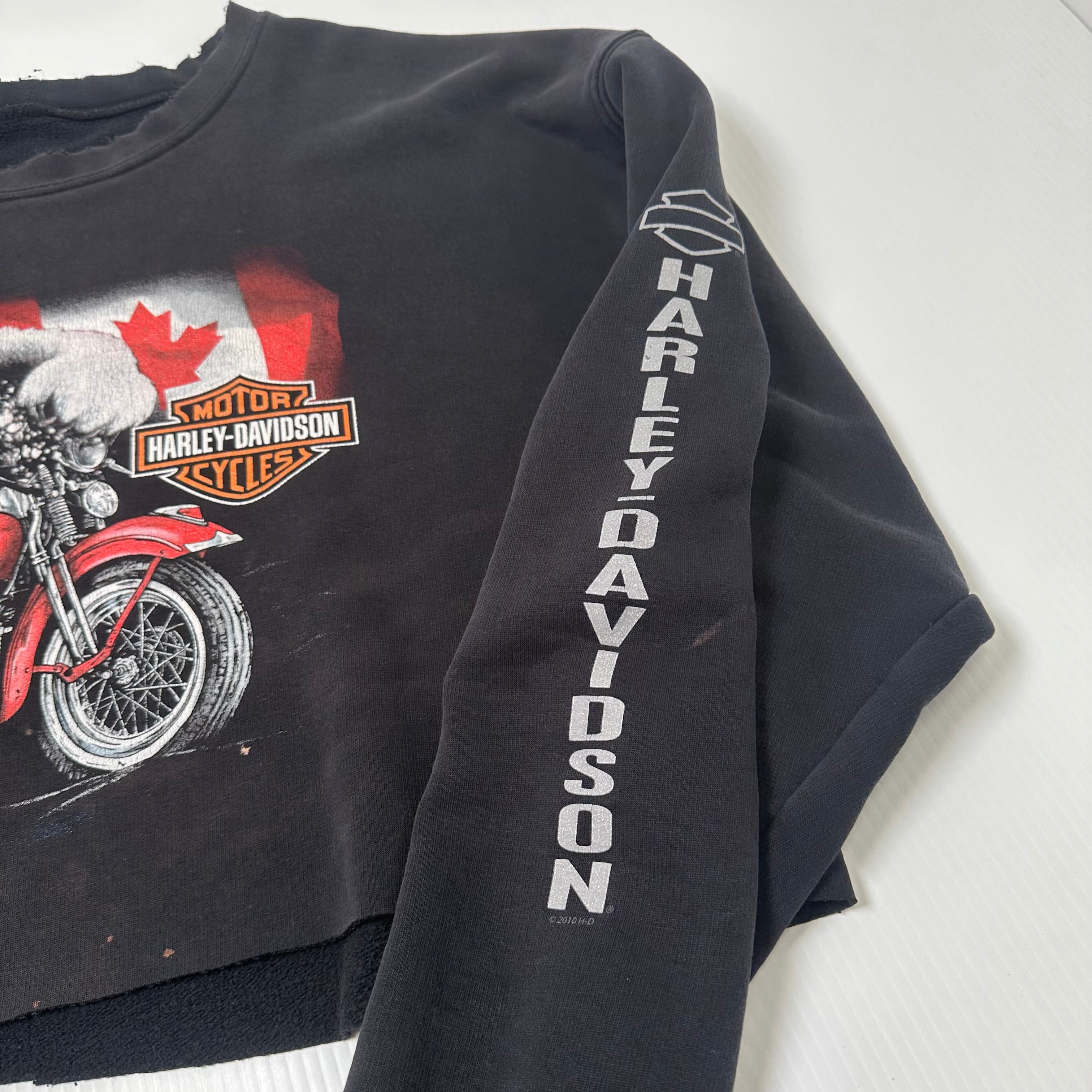Harley Davidson Polar Bear Ontario Canada Cropped Crewneck XL