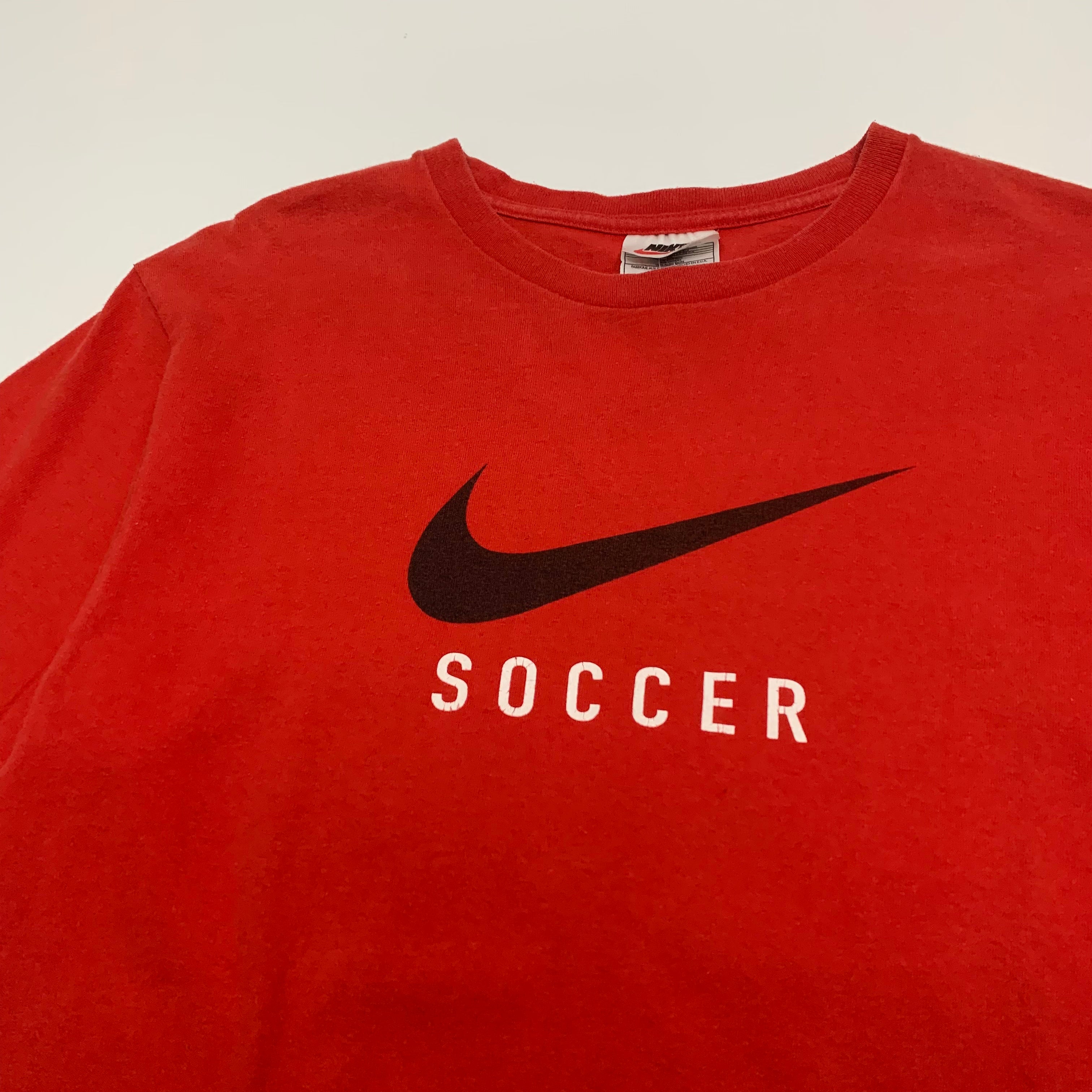90s Red Nike Soccer Tee XL