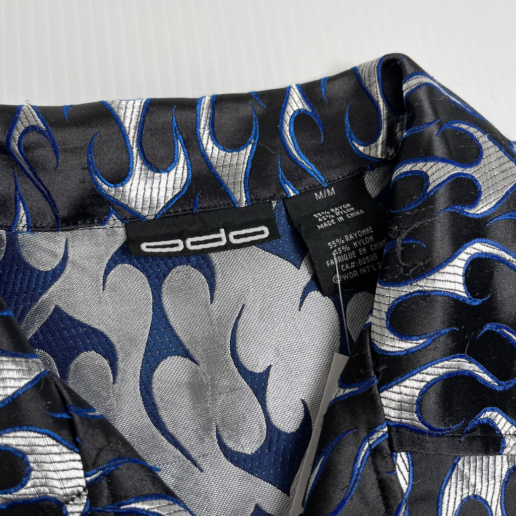 Vintage ODO Chrome Flames Short Sleeve Button Up M