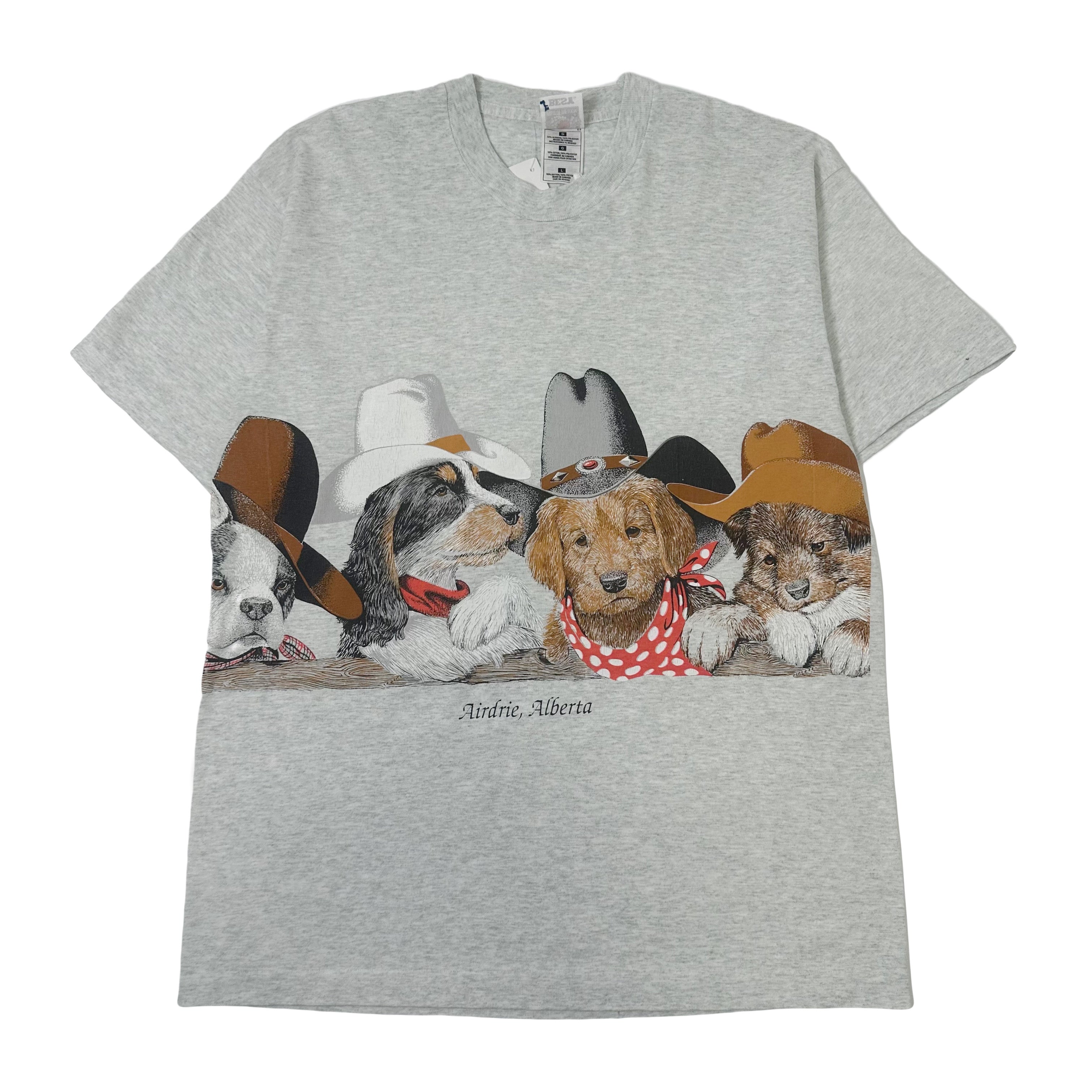 Vintage Airdrie Alberta Cowboy Dogs Graphic Tee L