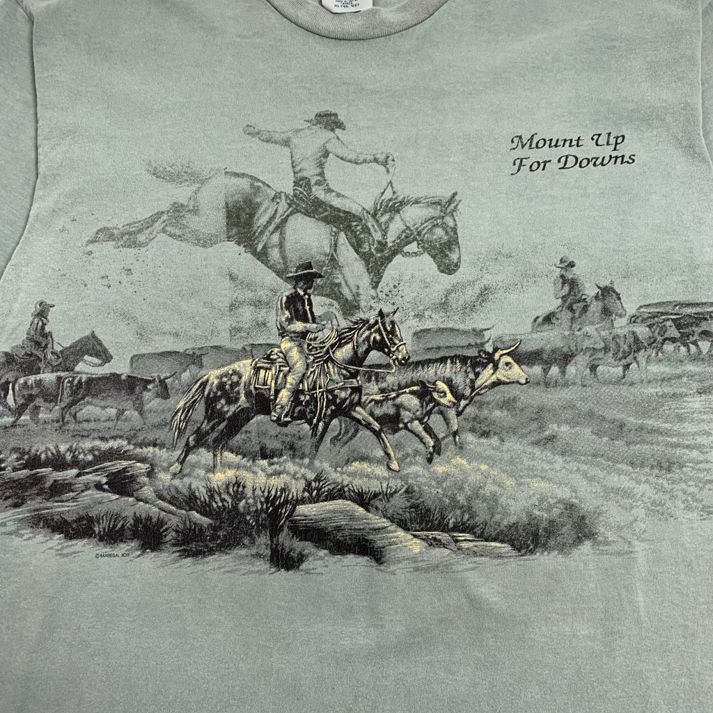 Vintage Mount Up For Downs Western Tee XL