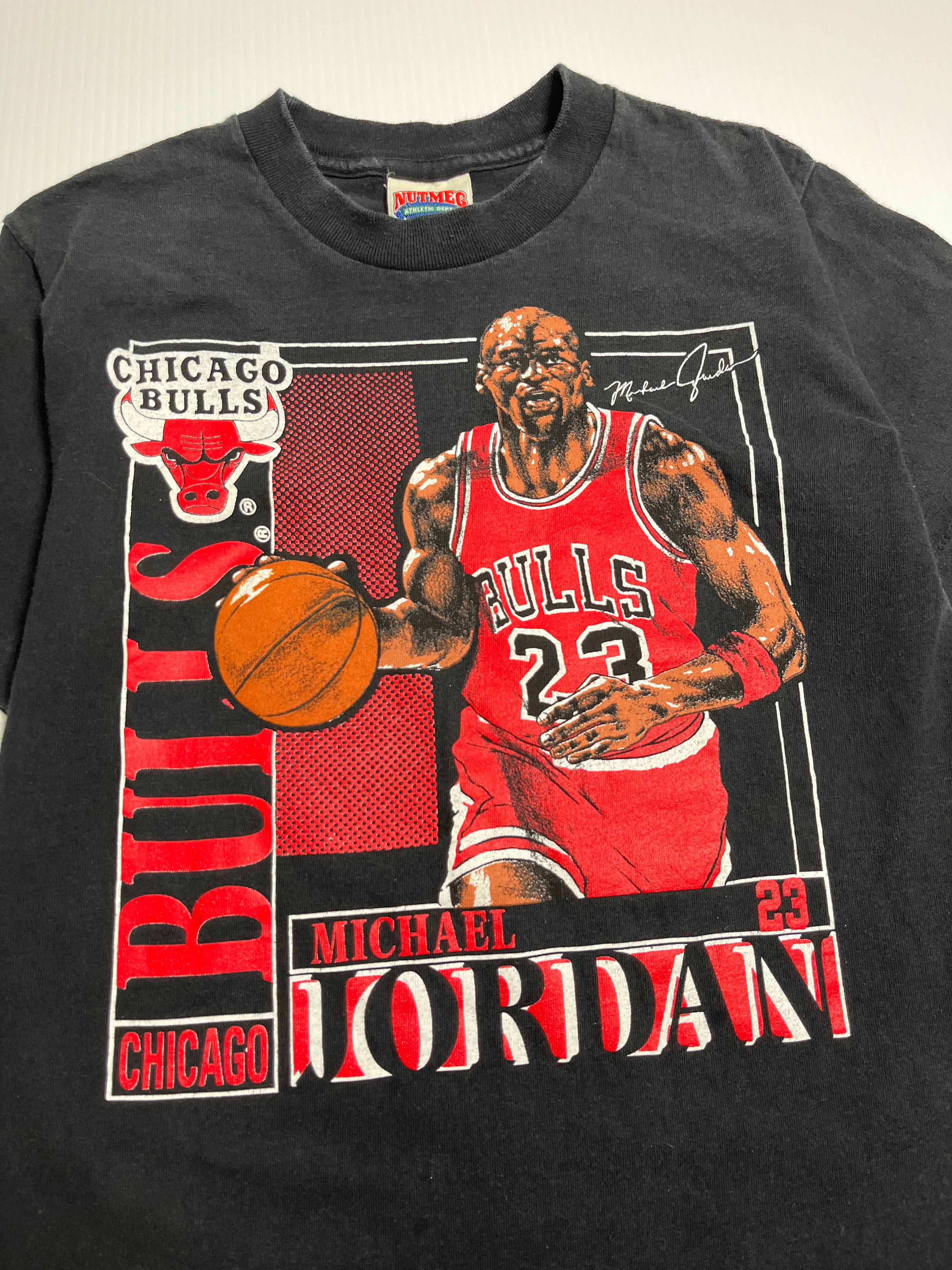 90s Nutmeg Michael Jordan Chicago Bulls Stats Tee Youth L