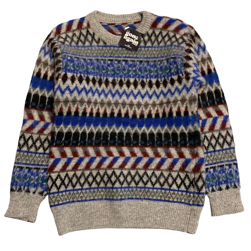Grey Pattern Wool Sweater M