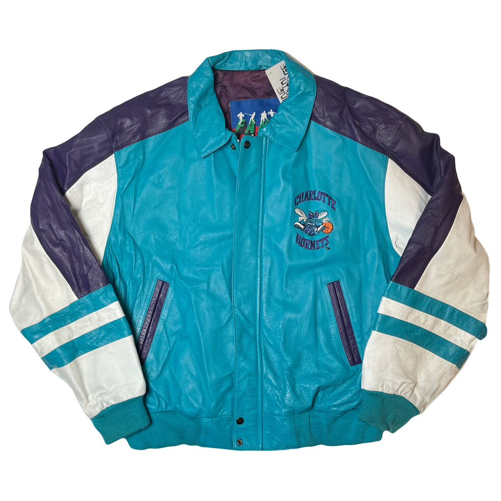 Vintage Fans Choice Charlotte Hornets Leather Jacket XL