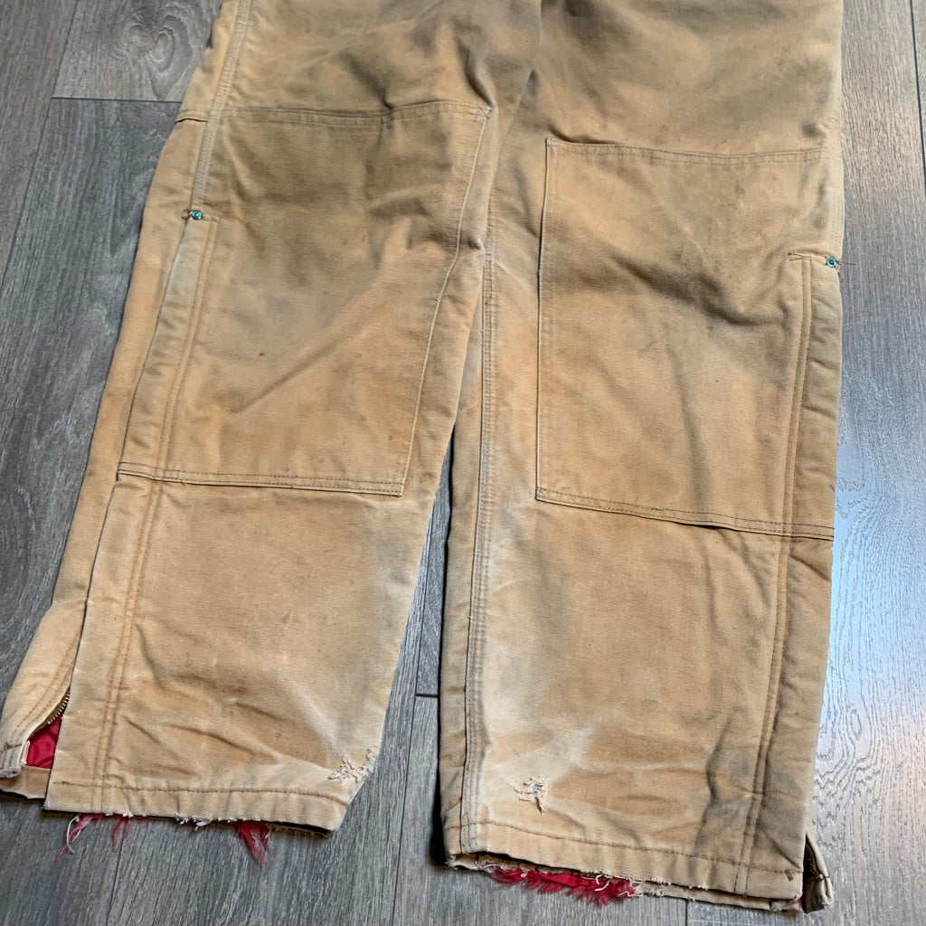 Vintage Faded Tan Carhartt Quilted Overalls 38x29.5