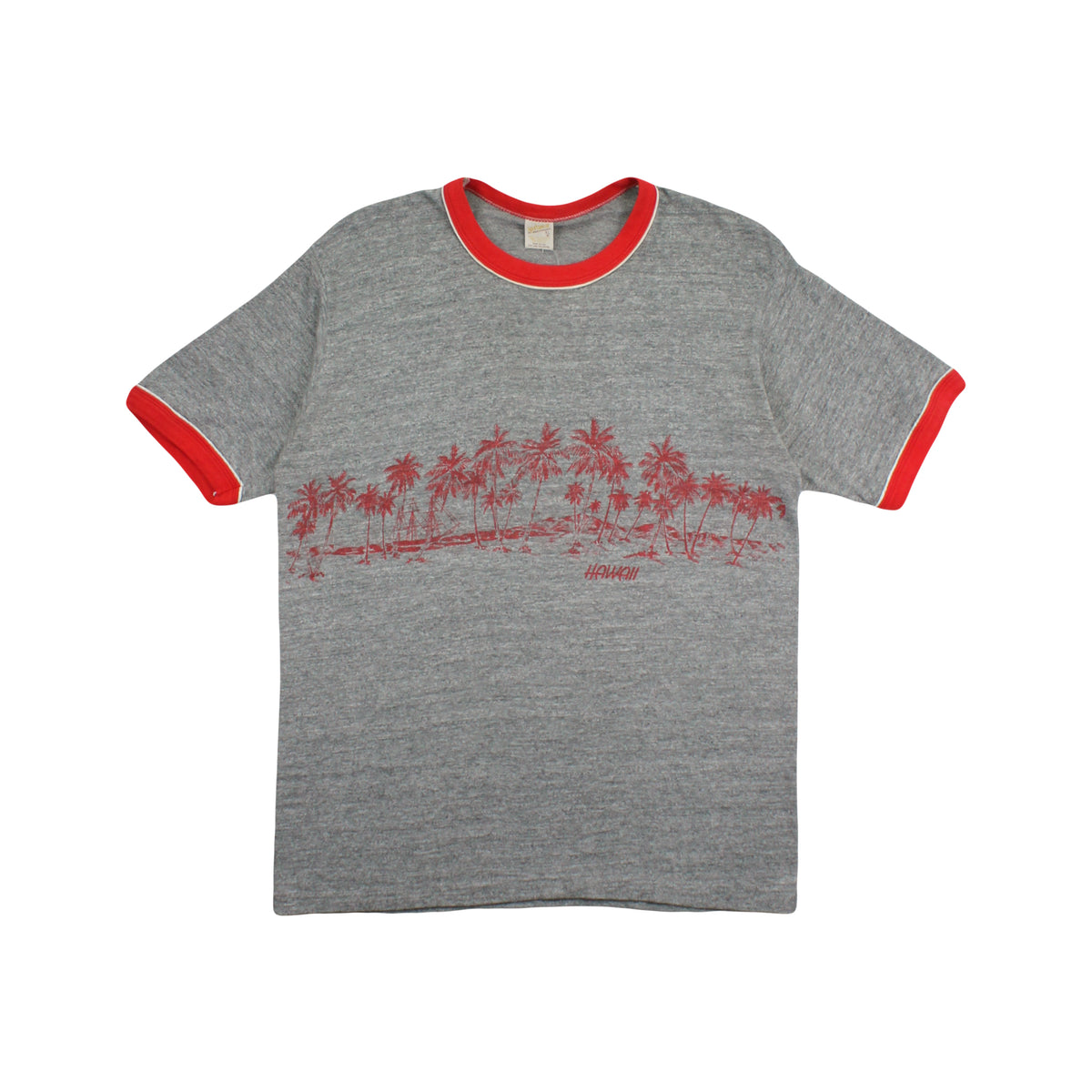 80s Hawaii Palm Trees Ringer Tee XL