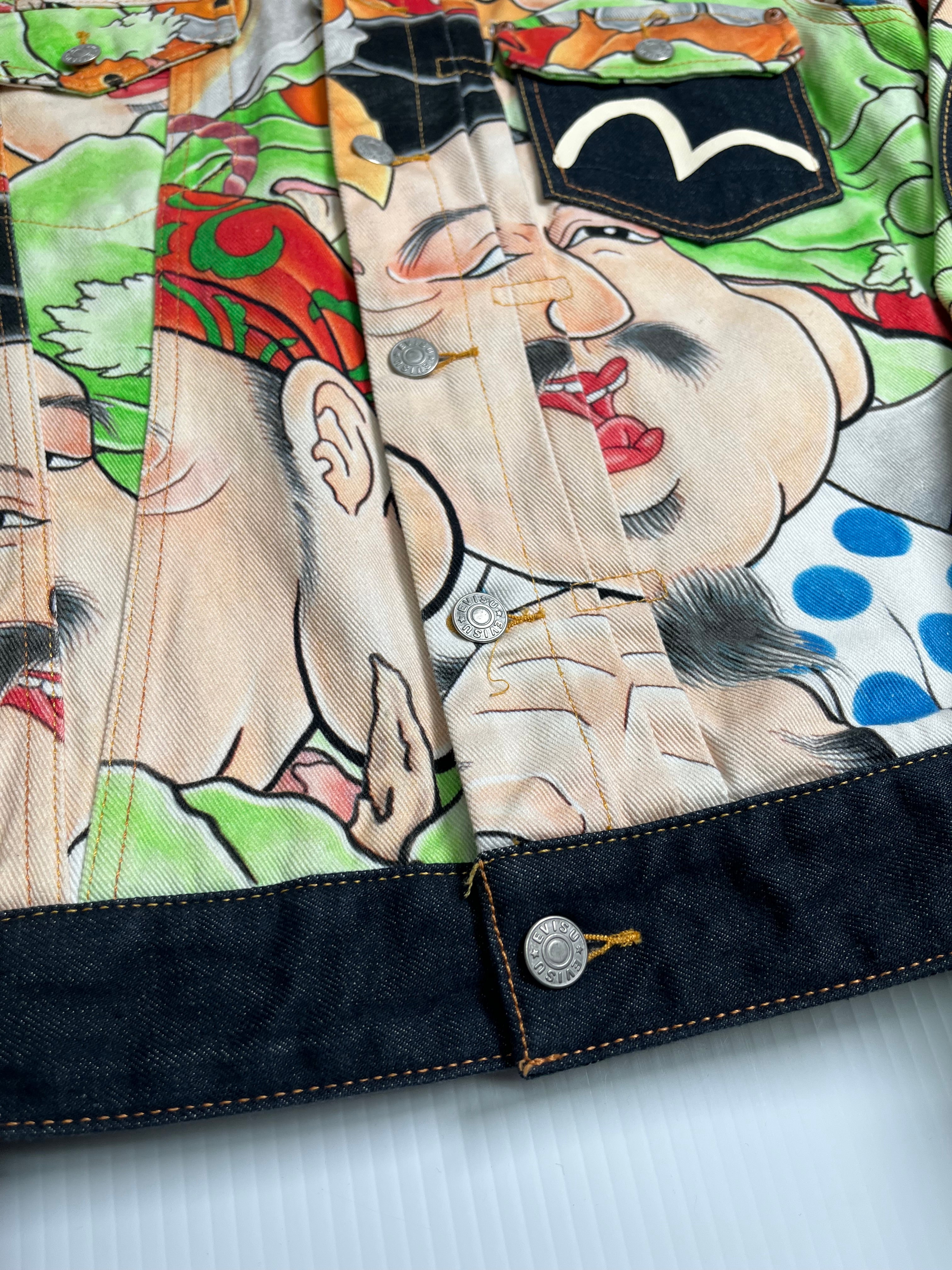 Evisu Faces AOP Denim Jacket M