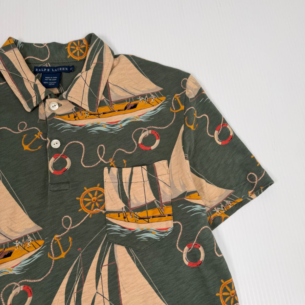 Vintage Ralph Lauren Sailing Pattern Polo Shirt Women's L