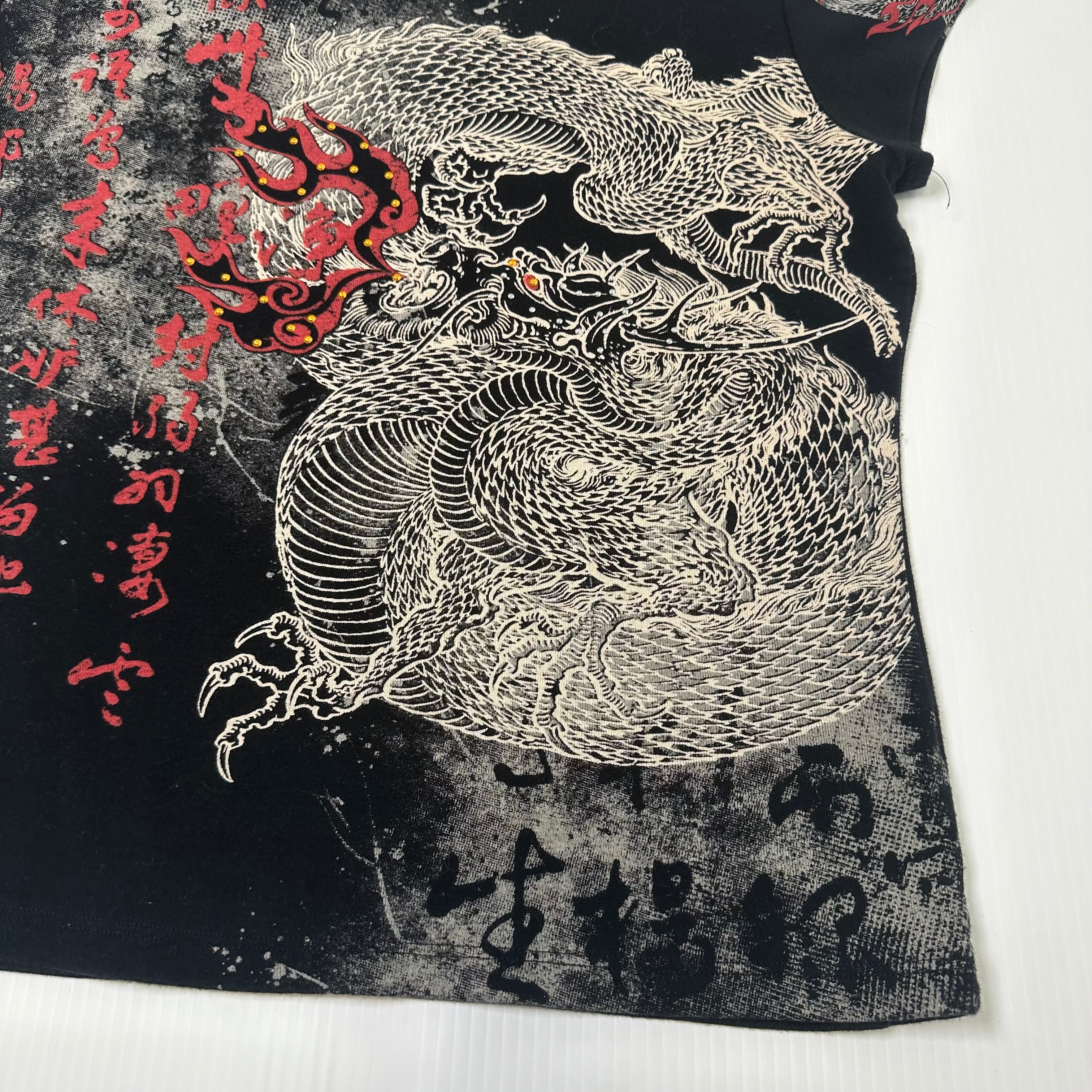 Y2K Dragon Art Graphic Tee Women's L