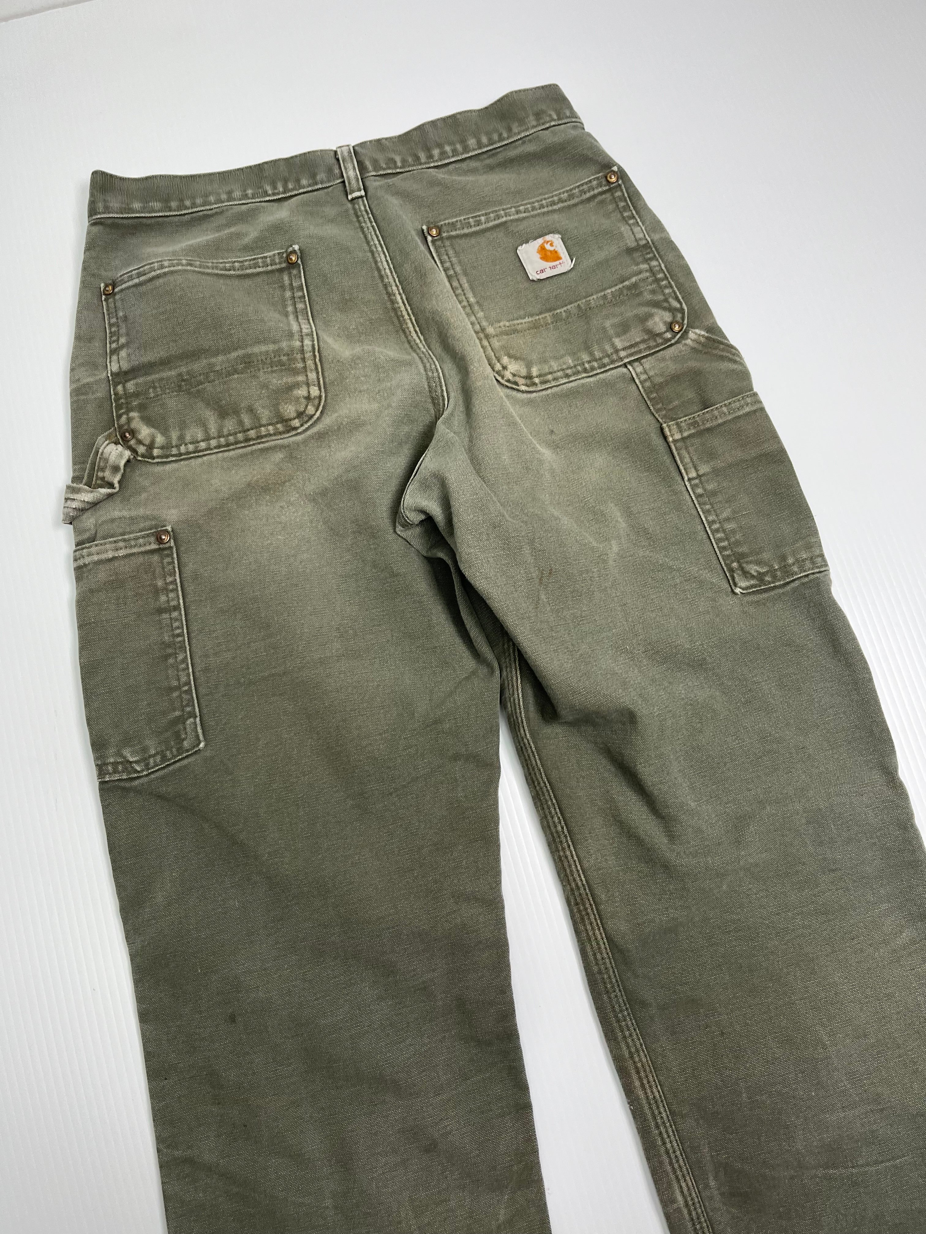 Distressed Carhartt Olive Double Knees 30
