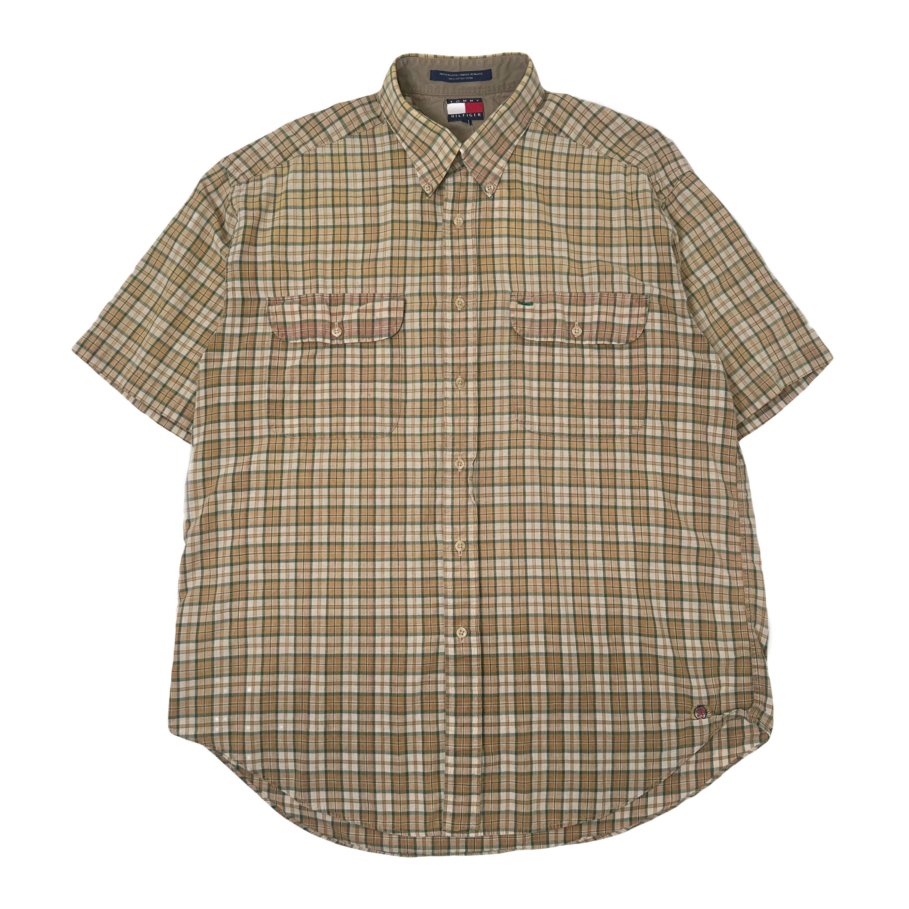 Tommy Hilfiger Plaid Short Sleeve Button Up L