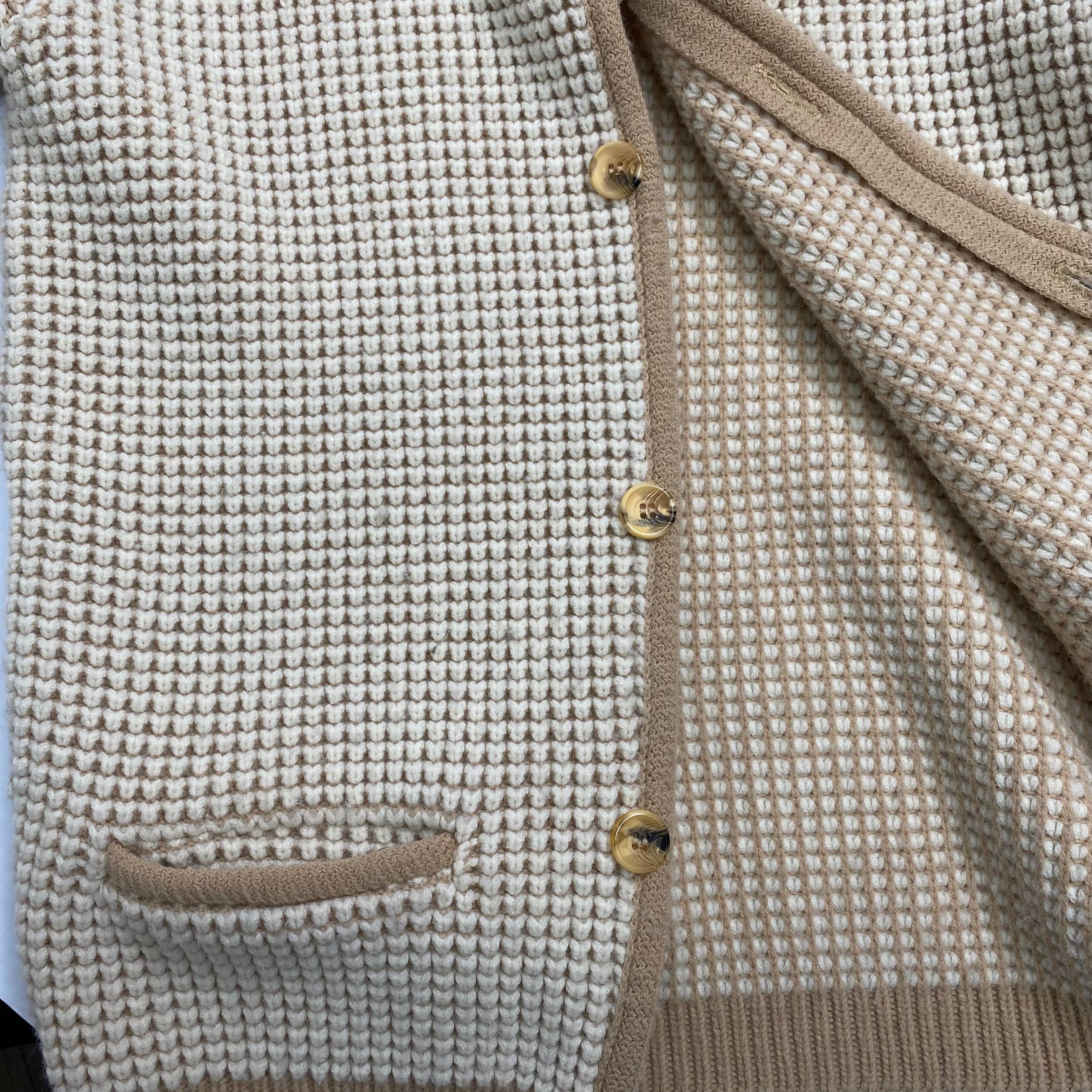 Vintage Cream/Brown Cardigan L