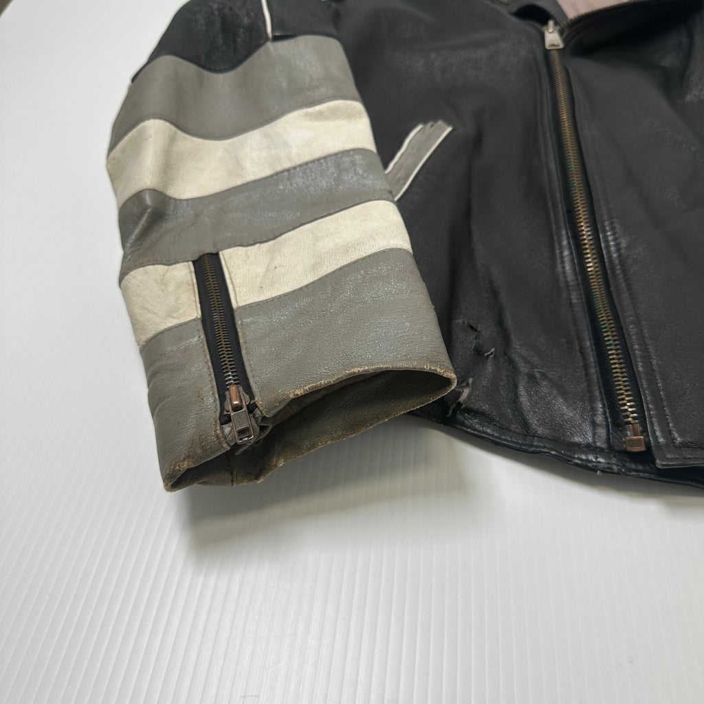Vintage Pro Player Oakland Raiders Leather Moto NFL Jacket M