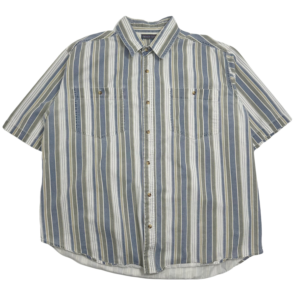 Vintage Private Club Striped Short Sleeve Button Up Shirt 2XL
