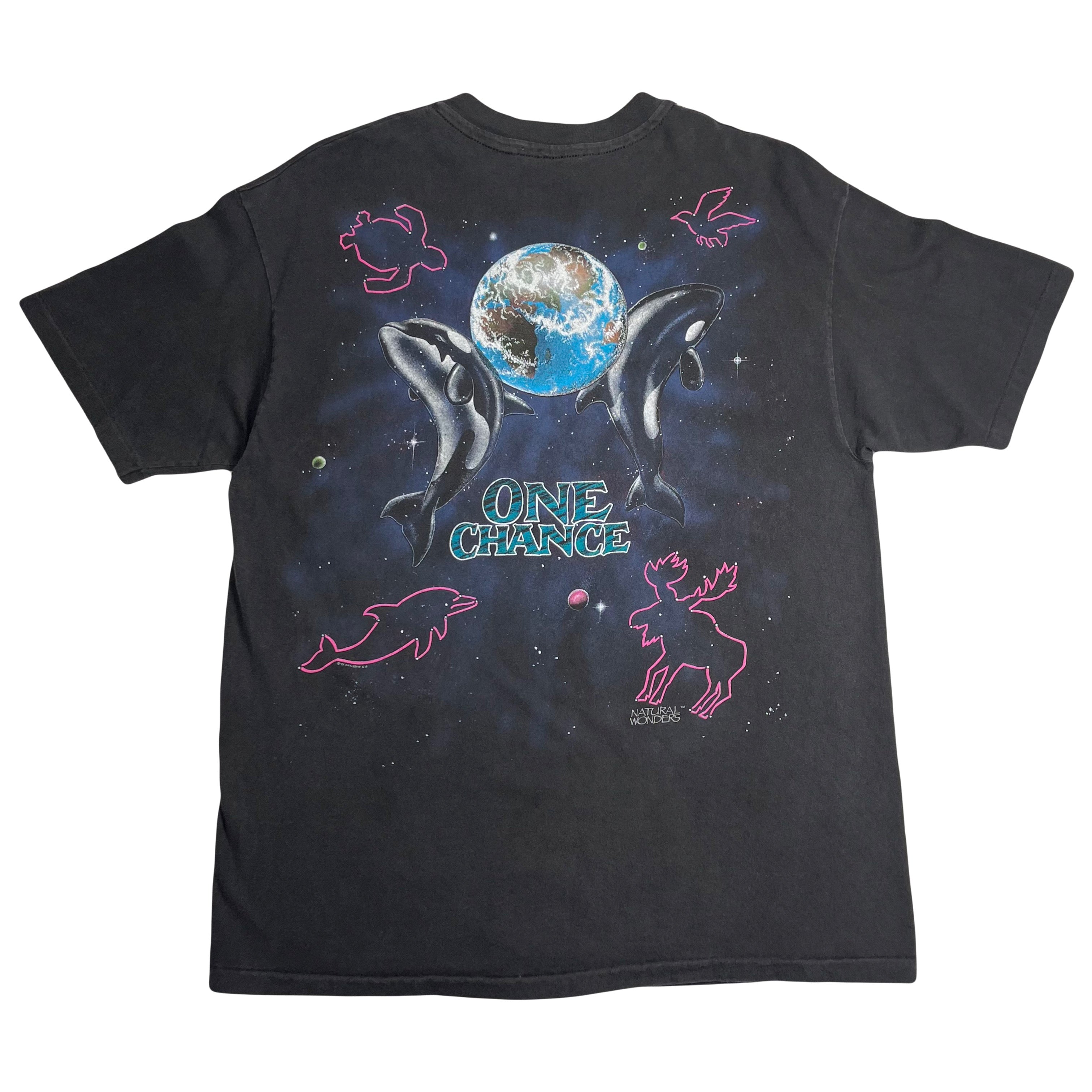 1992 Harlequin One Earth One Chance AOP Graphic Tee L