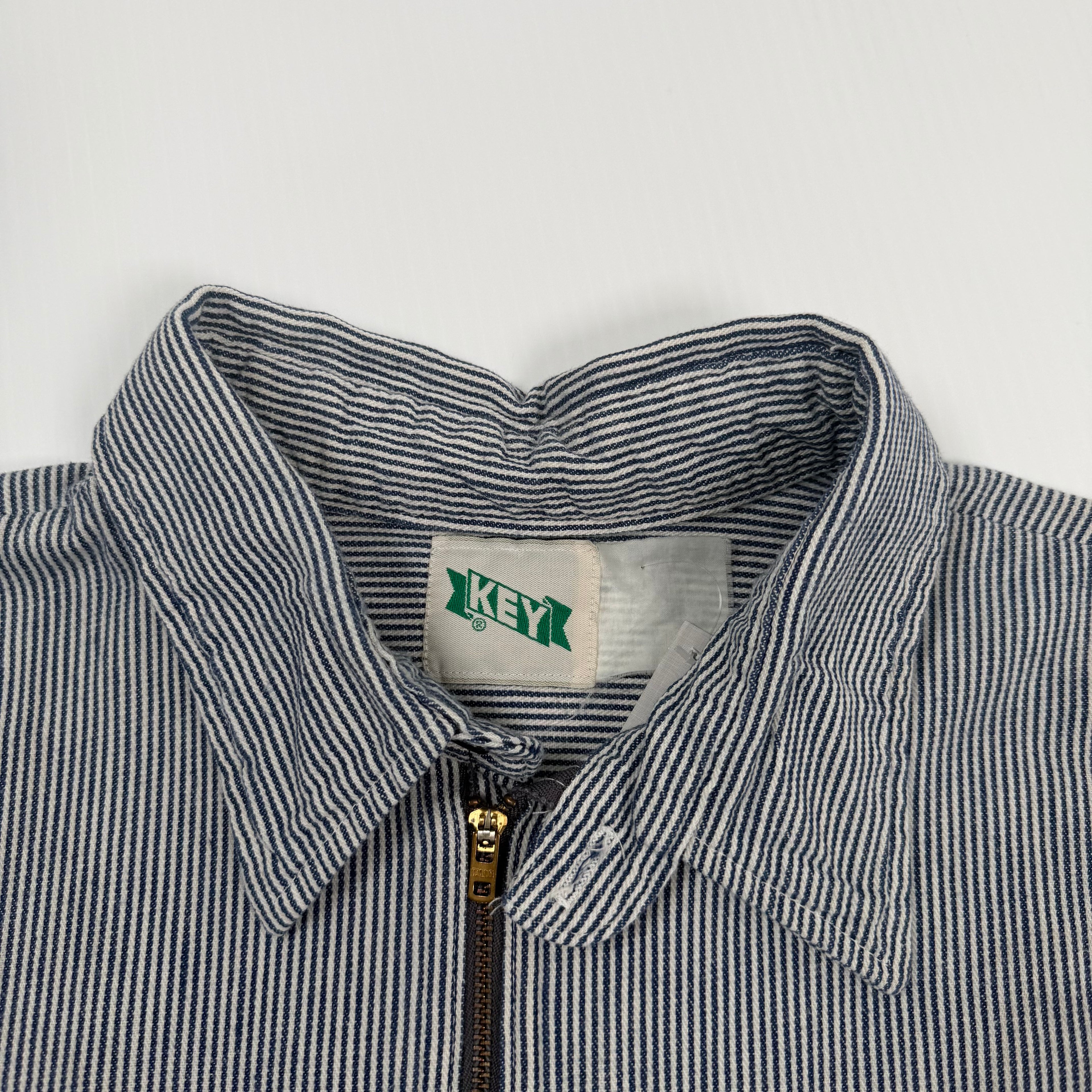 Vintage Key Hickory Striped 1/2 Zip Work Shirt XL
