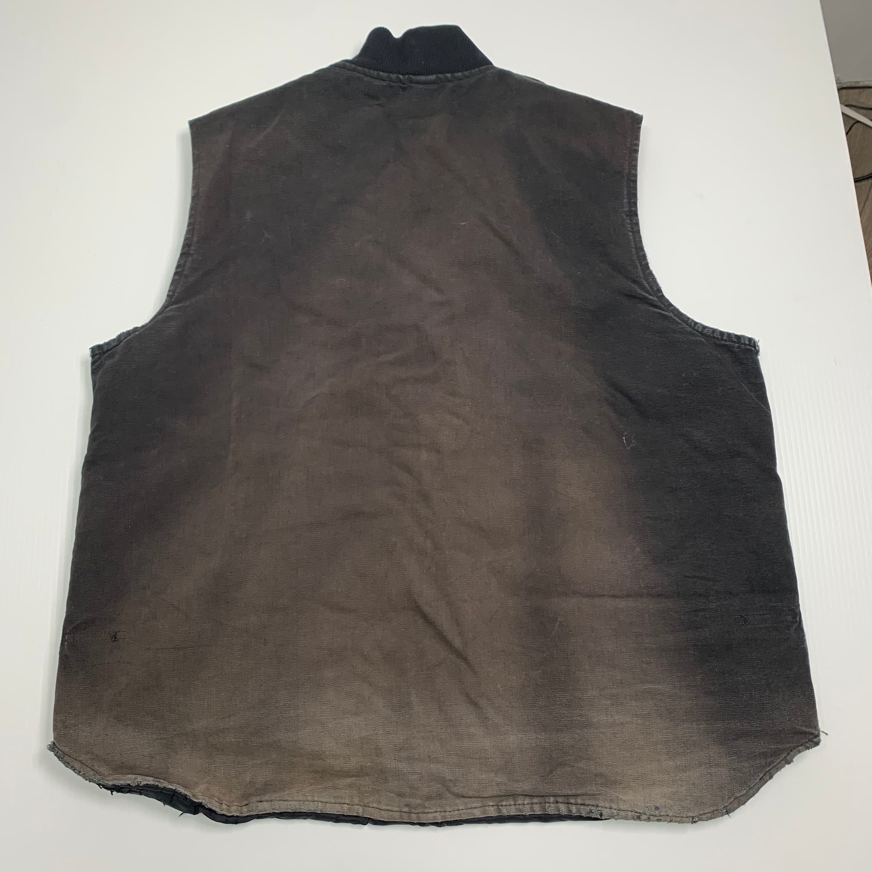 Carhartt Distressed Black Denim Vest XXL