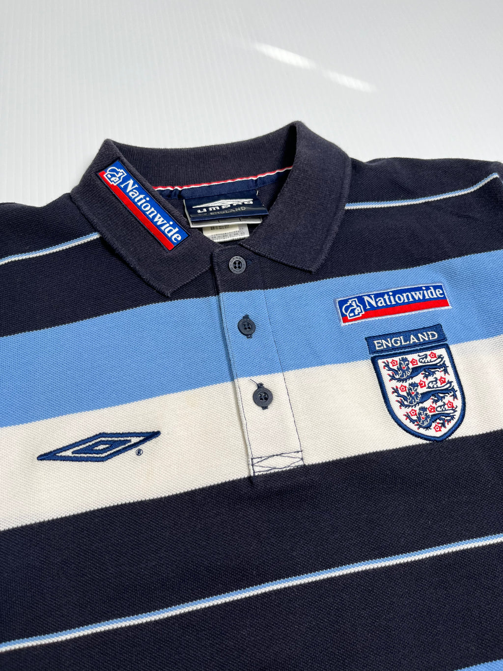 Vintage Umbro England Striped Polo M