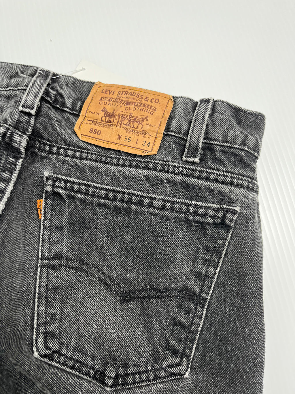 Vintage Levi's 550 Orange Tab Black Denim 35