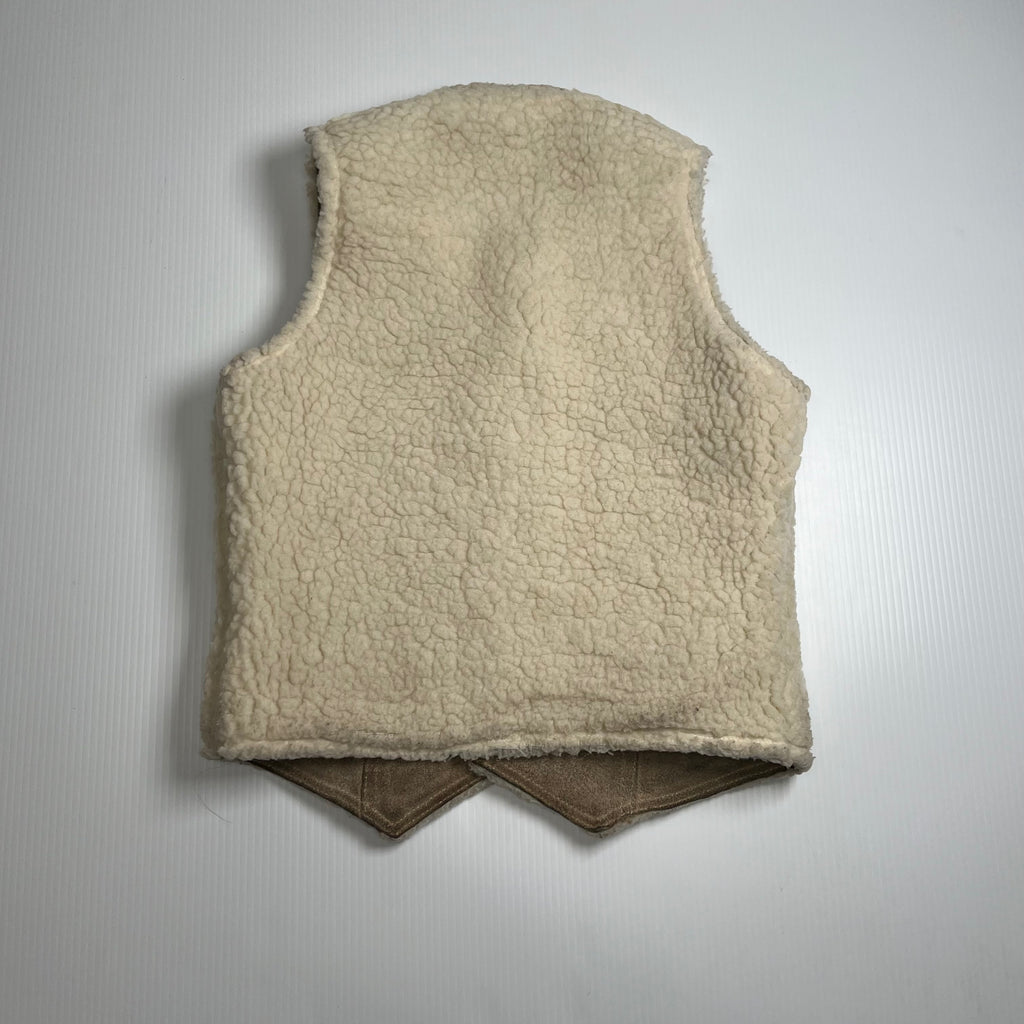 Vintage Sears Sherpa Lined Leather Western Reversible Vest S