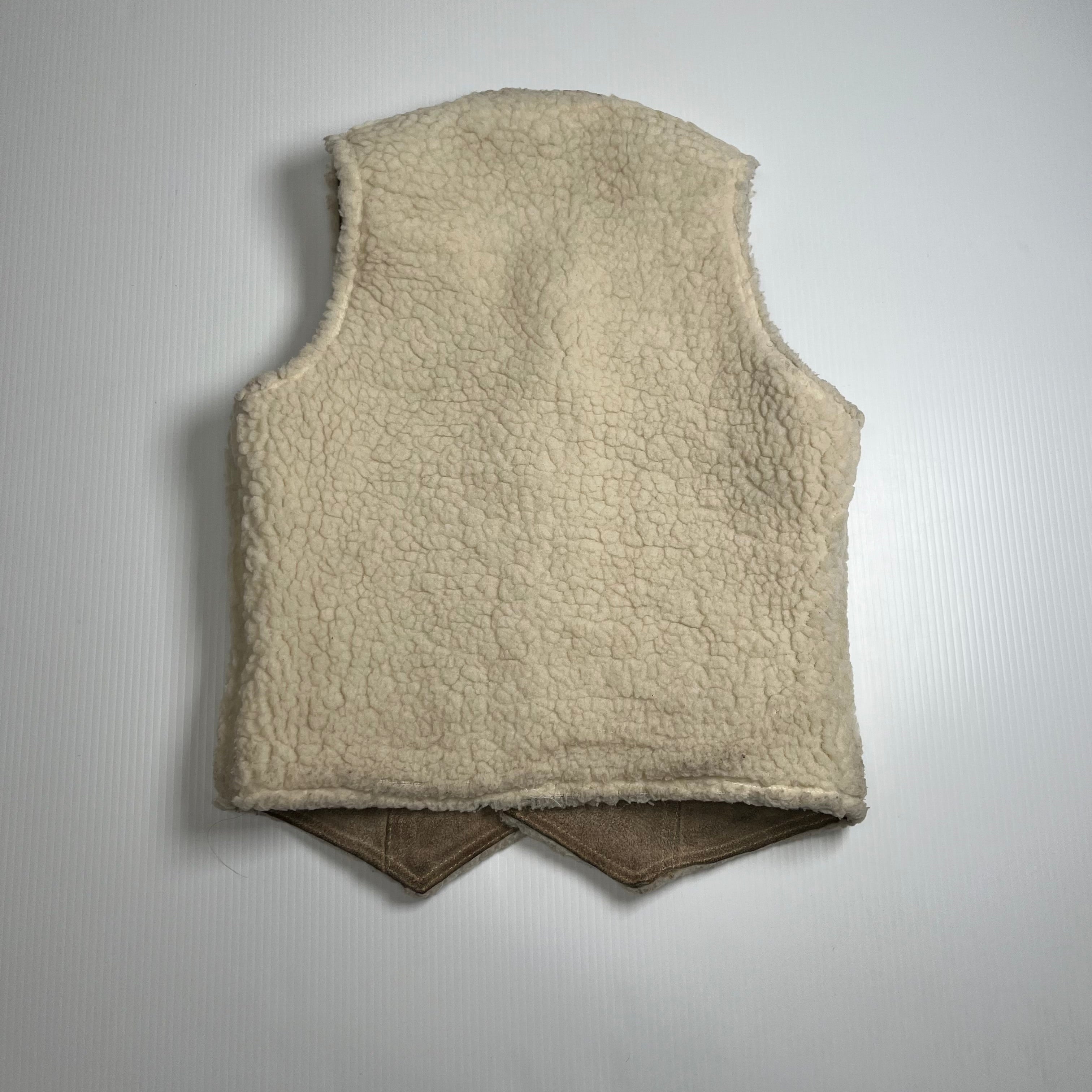 Vintage Sears Sherpa Lined Leather Western Reversible Vest S
