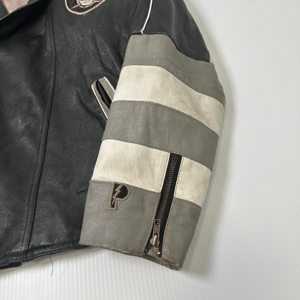 Vintage Pro Player Oakland Raiders Leather Moto NFL Jacket M