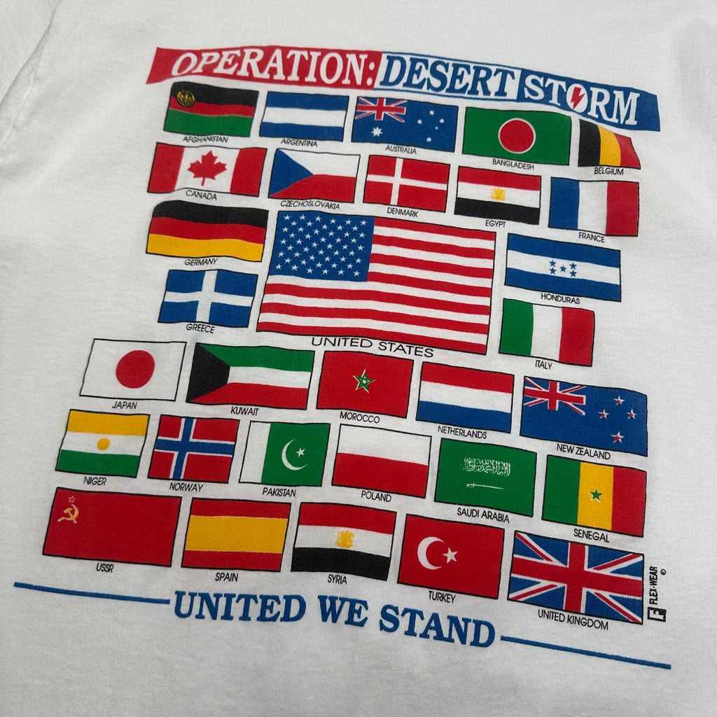 90s Operation Desert Storm United We Stand Flags Tee XL