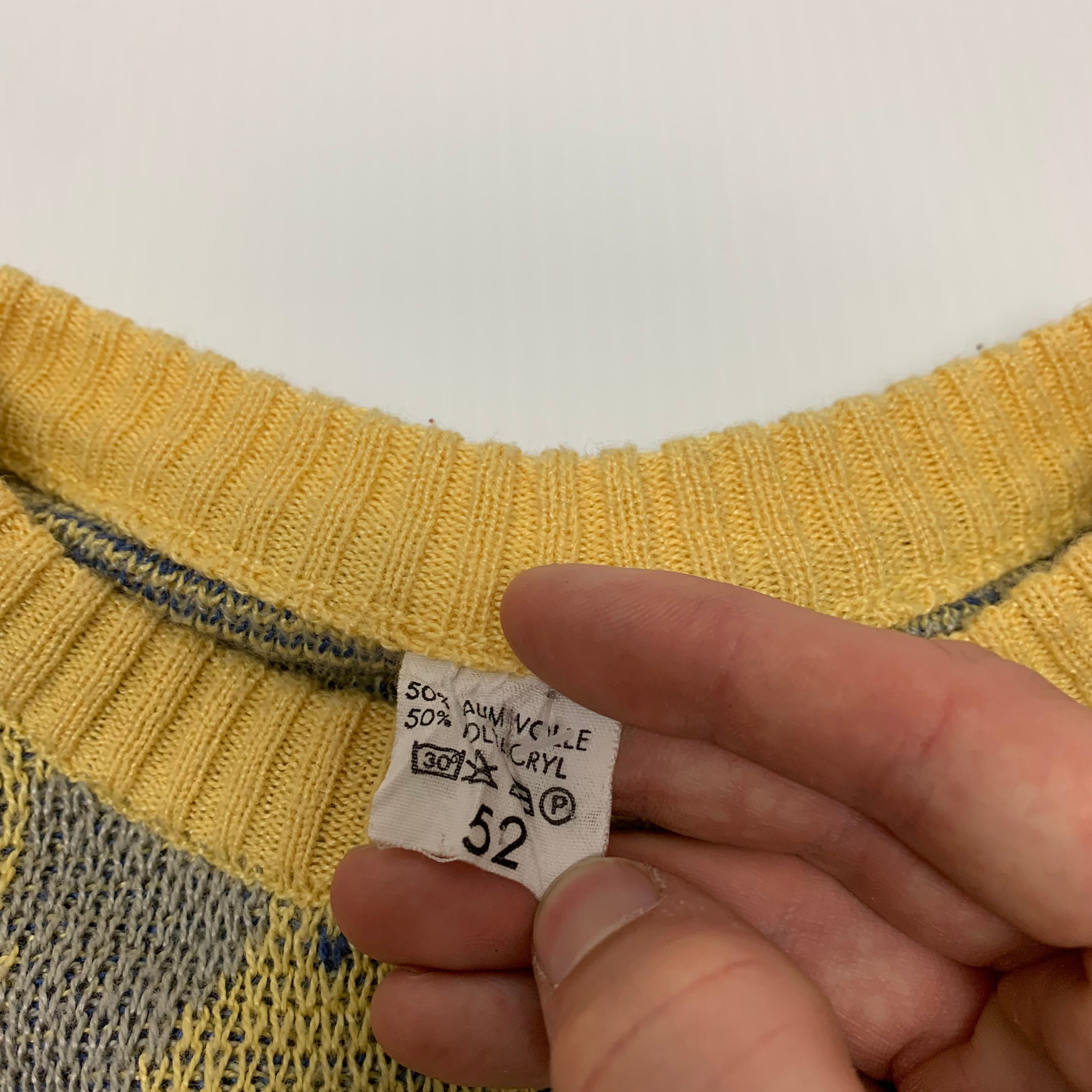 Vintage Yellow And Blue Knit Sweater L