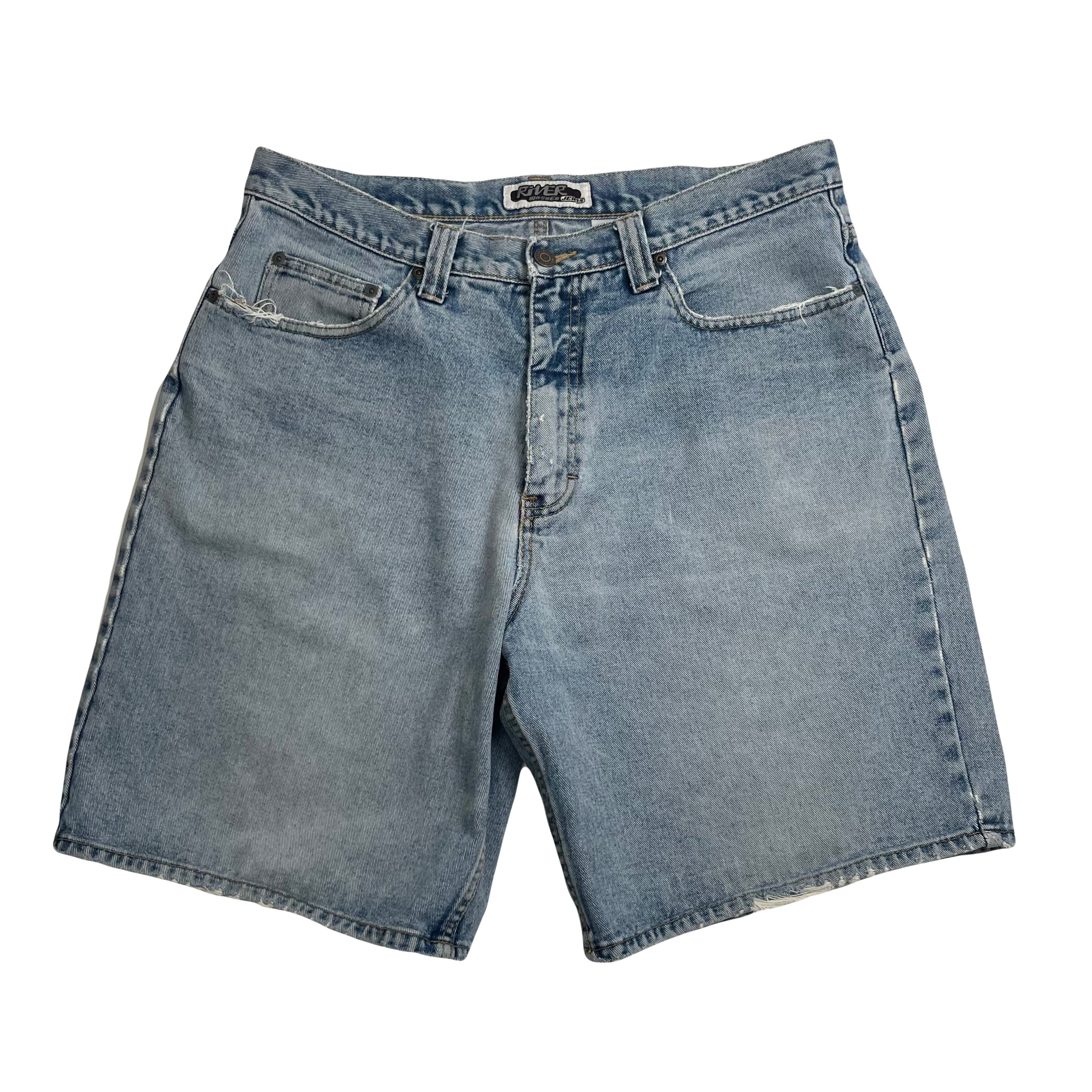 Vintage River Washed Jeans Light Wash Denim Shorts 36