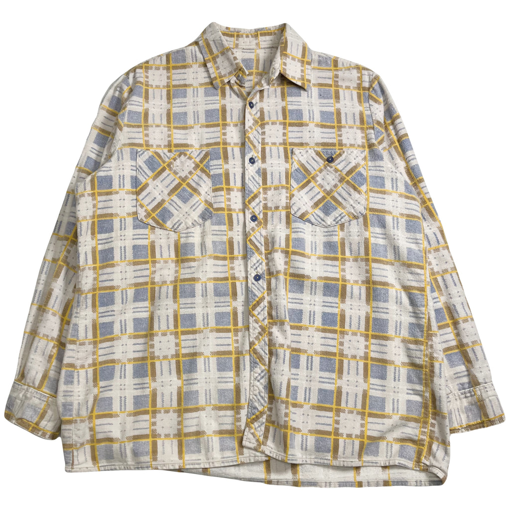 Vintage Faded Plaid Button-Up Flannel Shirt L