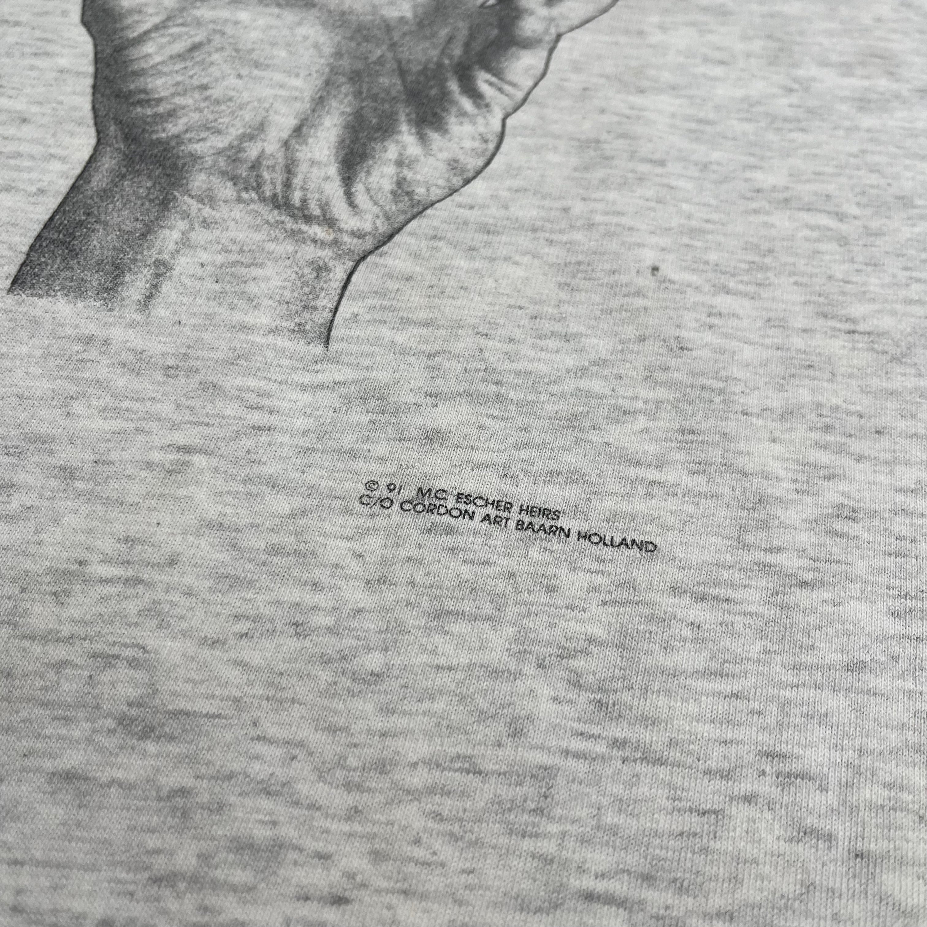 1991 M.C. Escher Hand With Reflecting Sphere Portrait Tee L