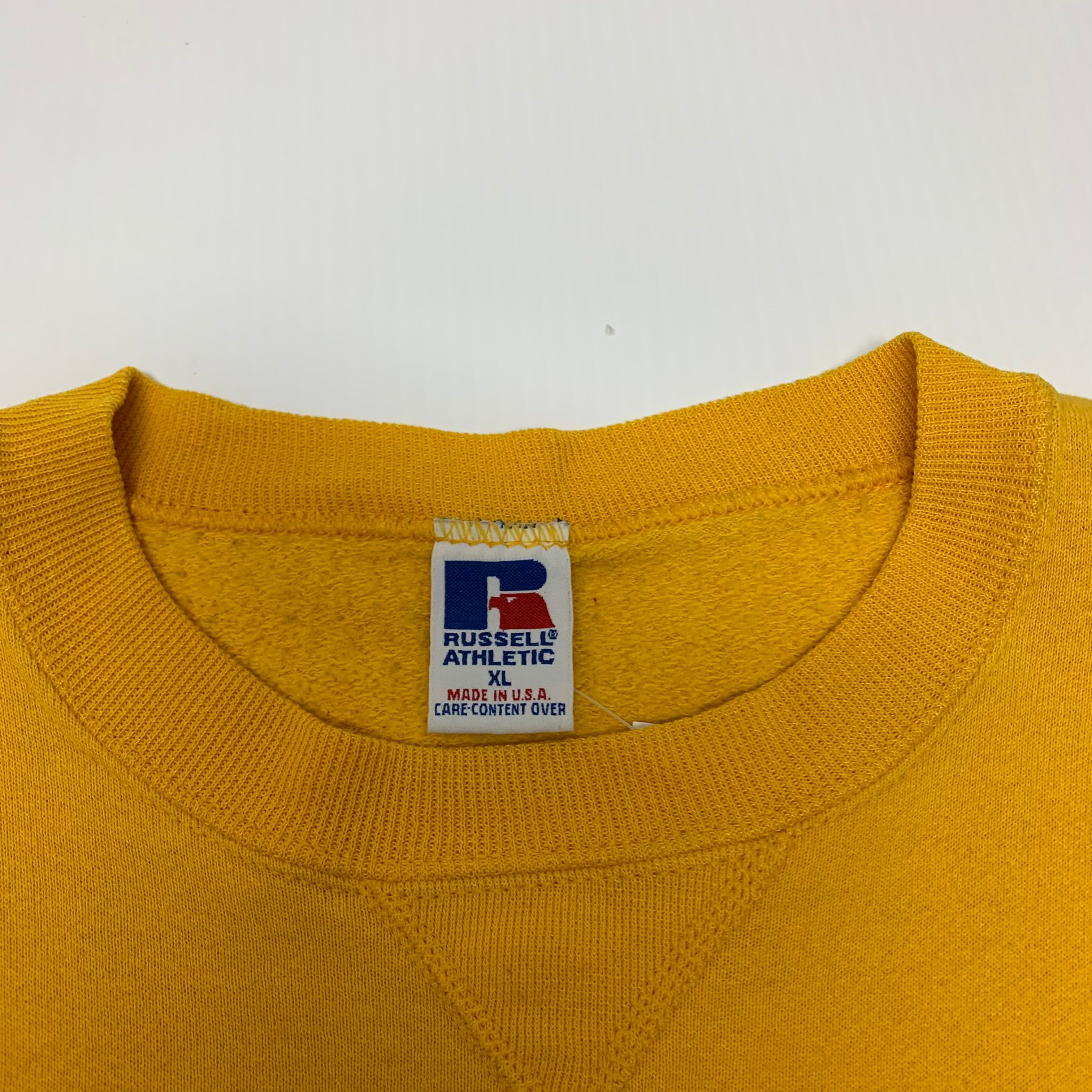 90s Yellow Blank Russell Athletic Crewneck XL