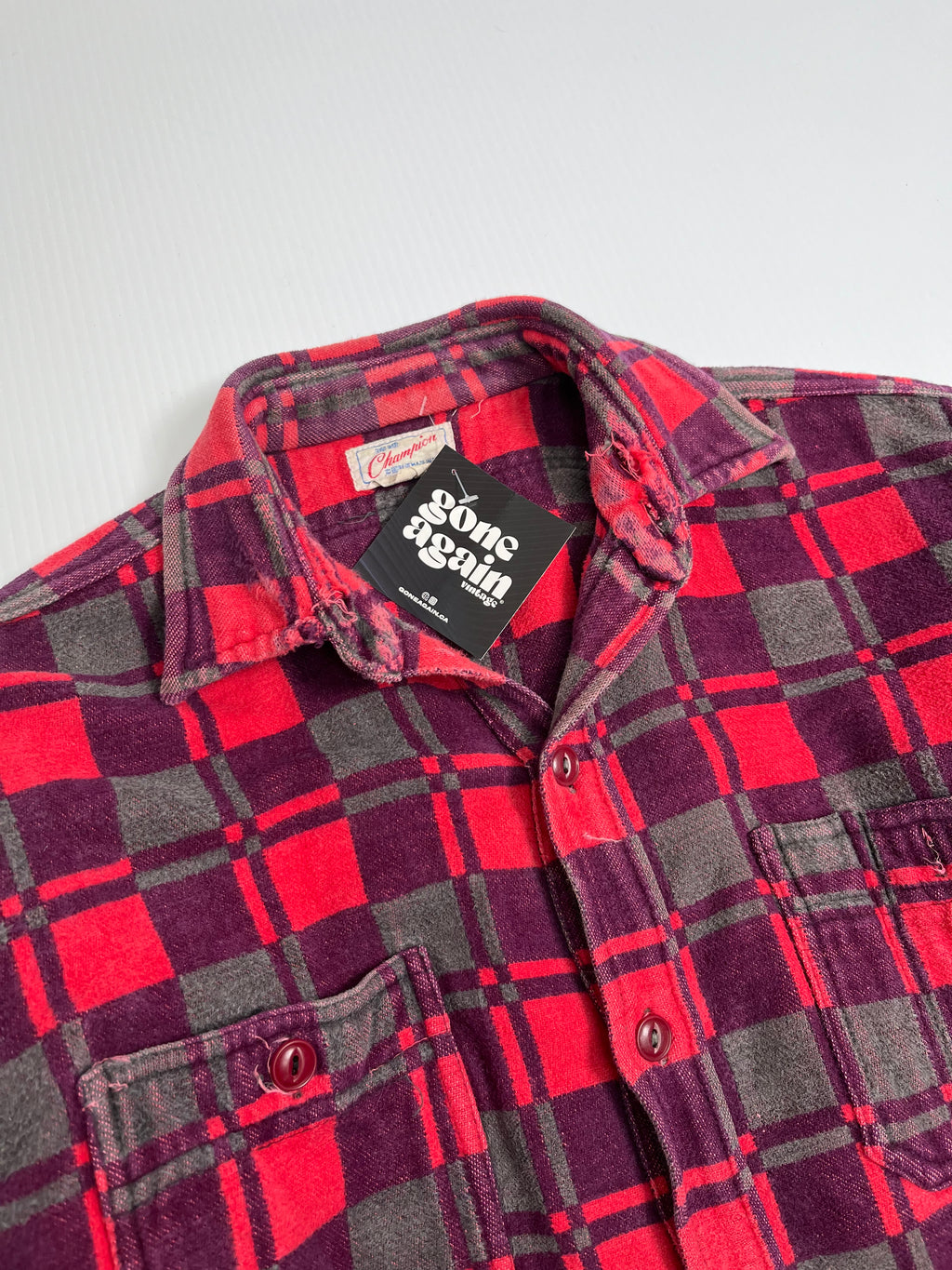 Vintage Champion Heavy Wool Distressed Flannel M