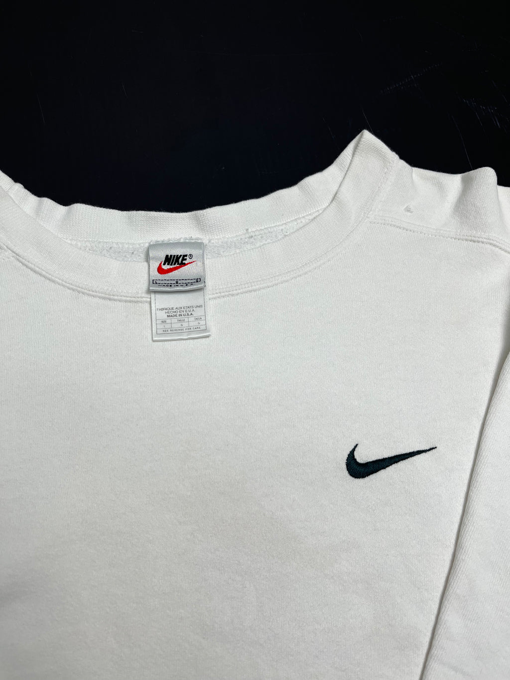 90s Nike White Swoosh Crewneck L