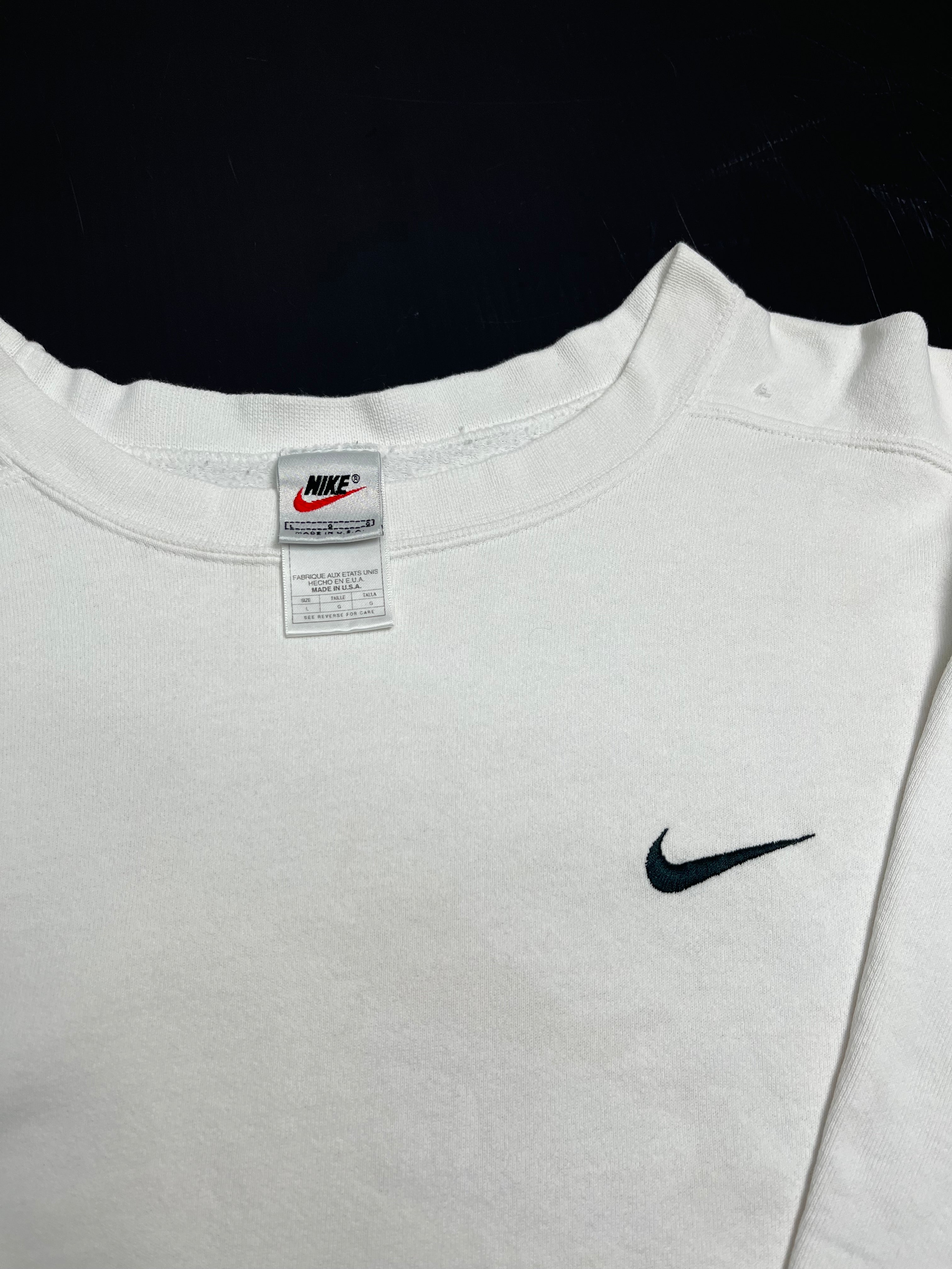 90s Nike White Swoosh Crewneck L